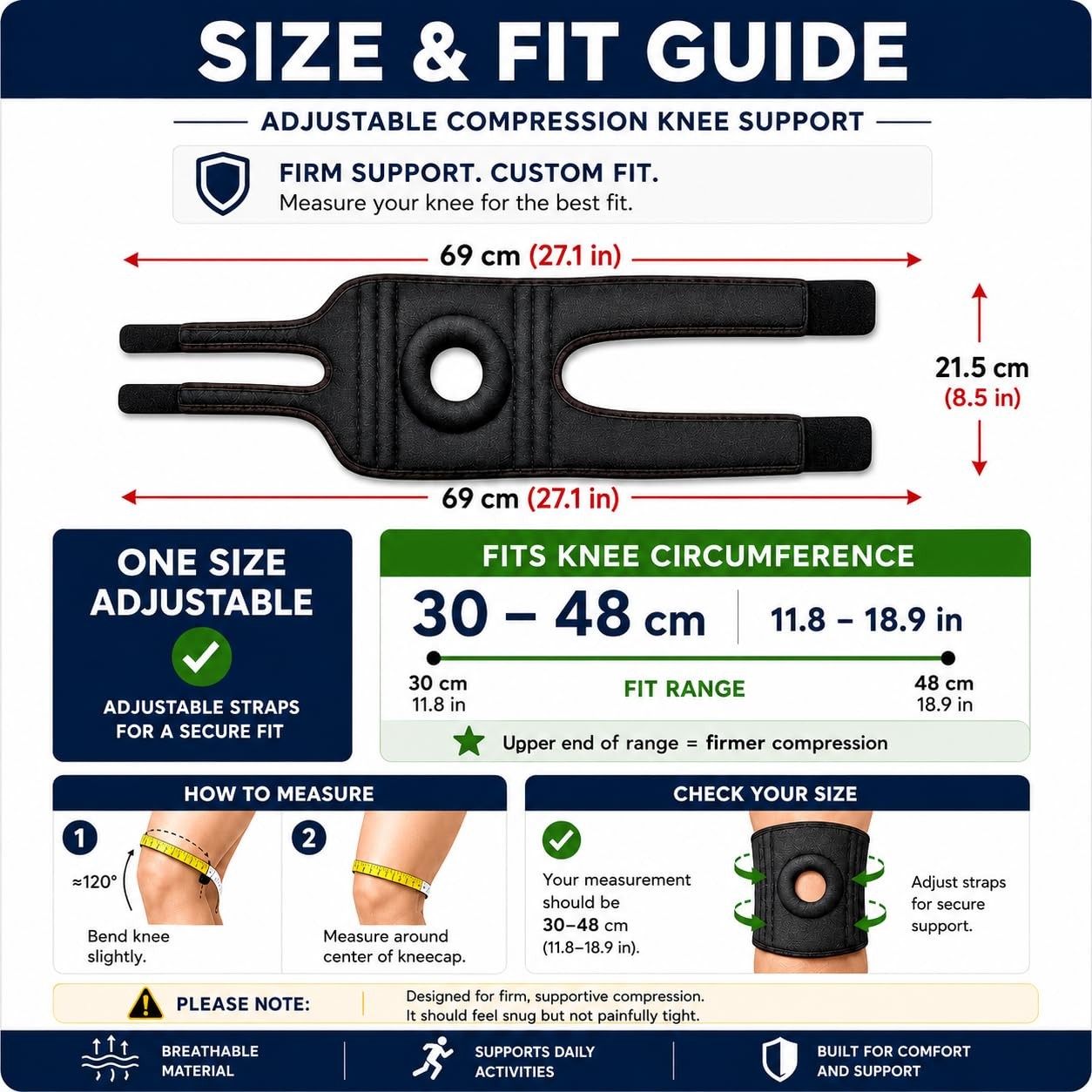 Knee Brace Open Patella Side Stabilizers Adjustable Compression Support Men