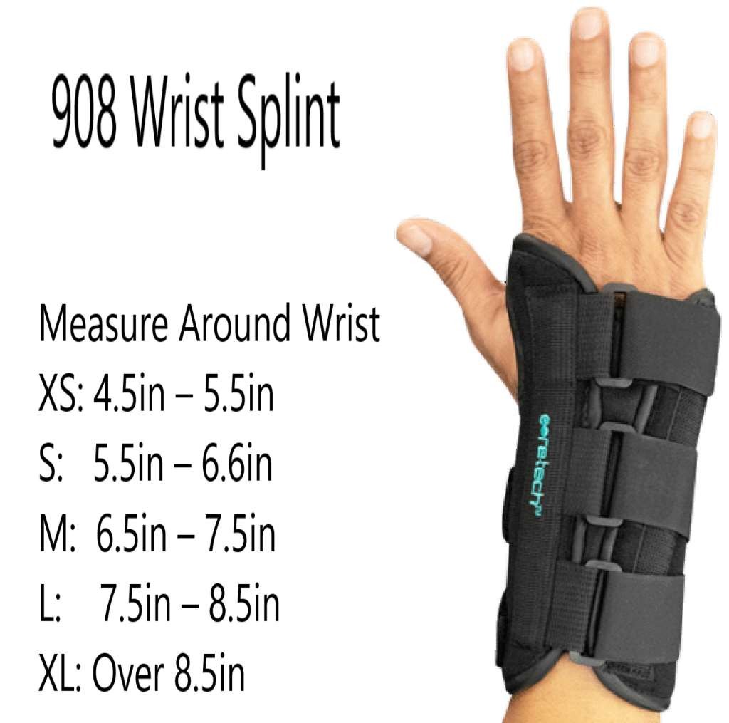 Coretech 908 Wrist Splint Brace Right Hand Large (Black)