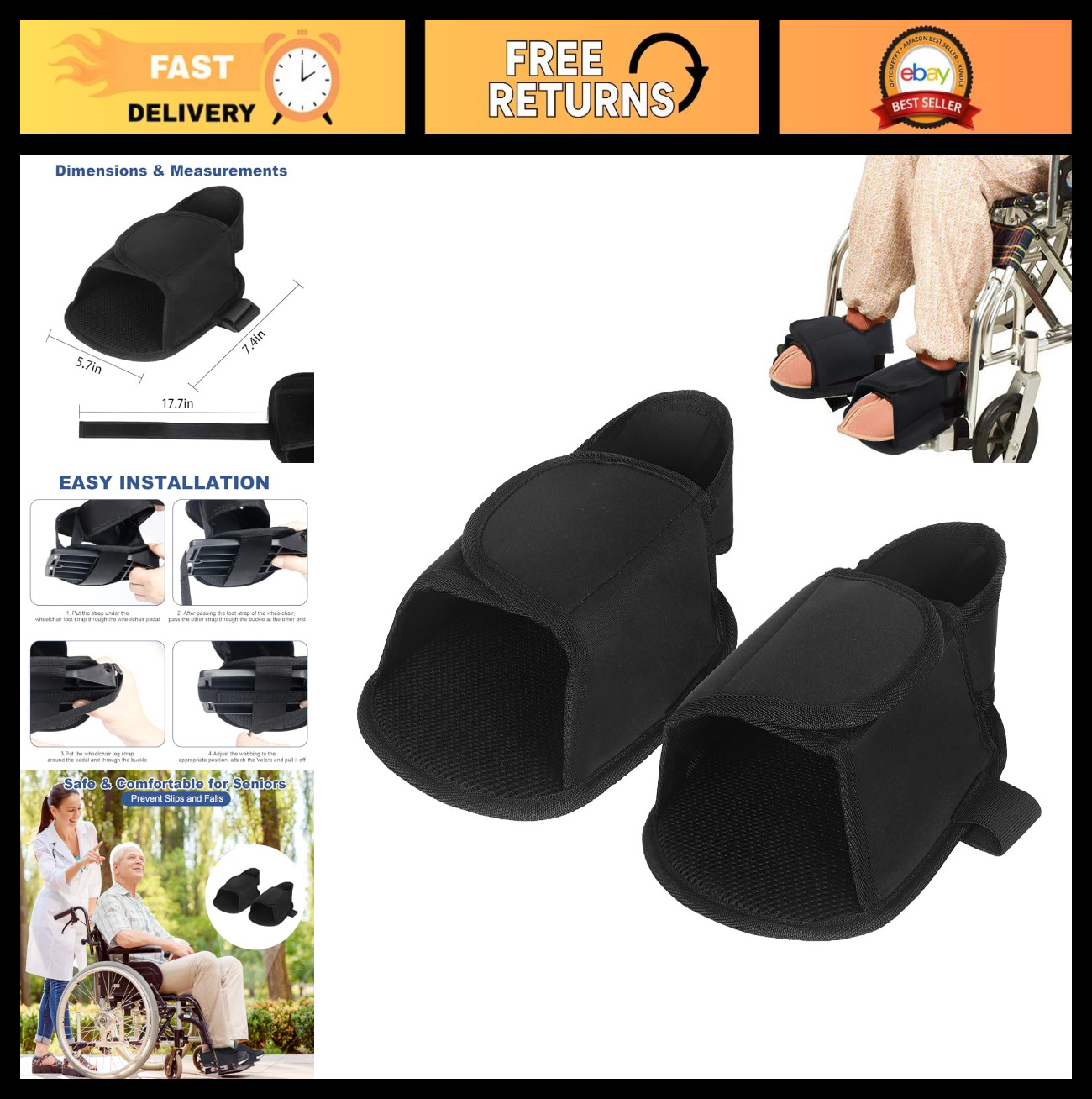 Adjustable Wheelchair Foot Straps – Durable Leg Supports, Easy Install, Secure R