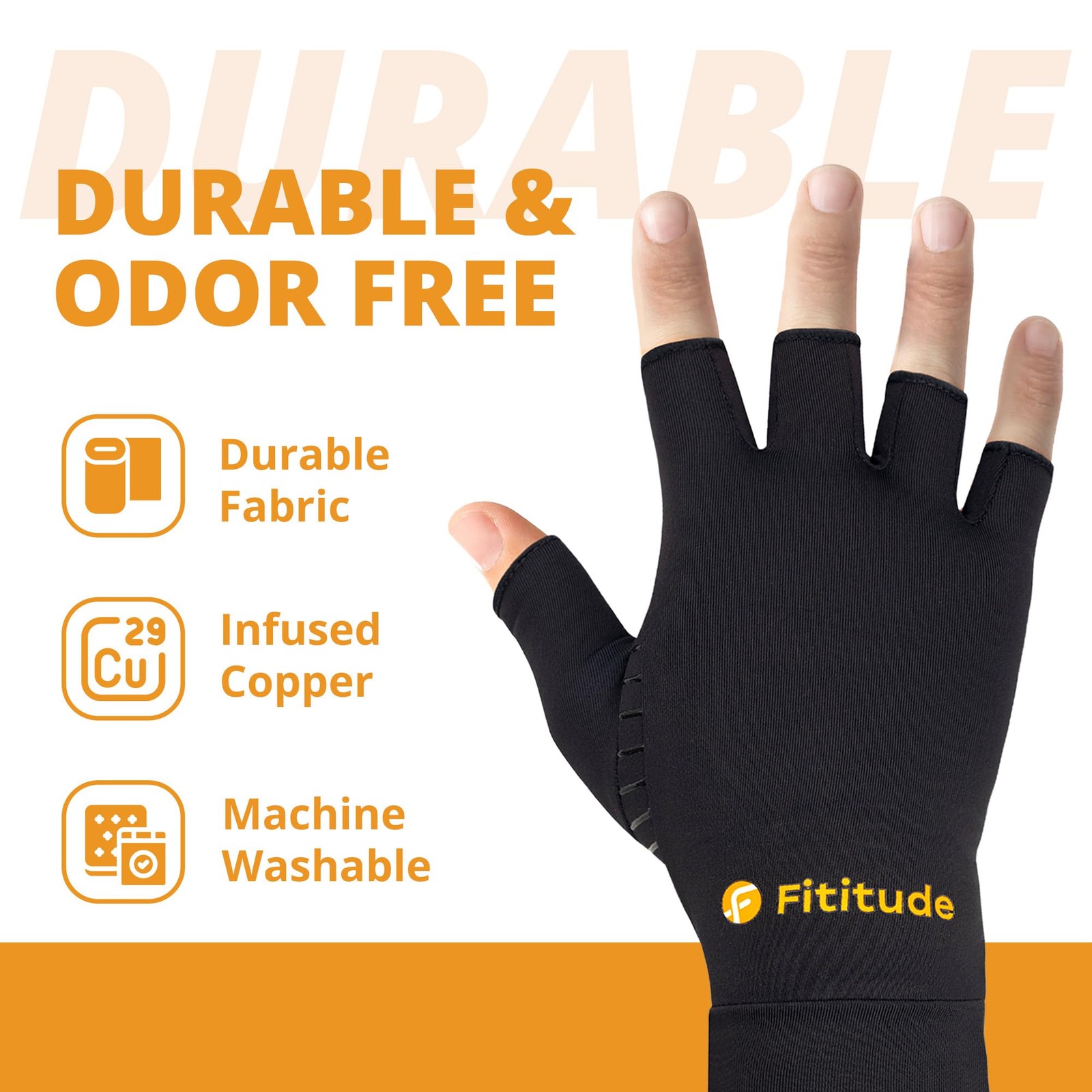 Half Finger Compression Gloves with Copper Infusion for Arthritis Pain Relief…