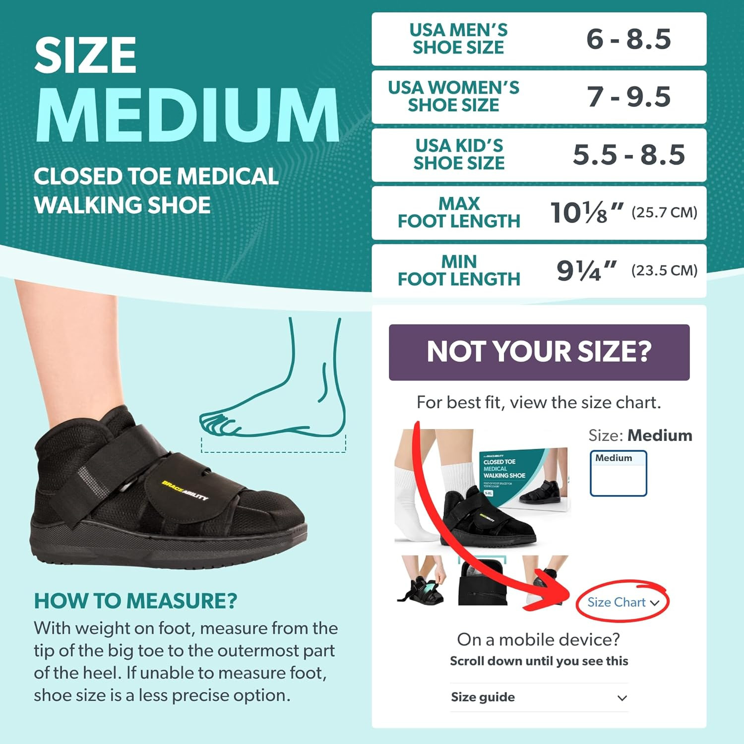 Closed Toe Medical Walking Shoe – Lightweight Broken Toe Cast Boot, Fractured Fo