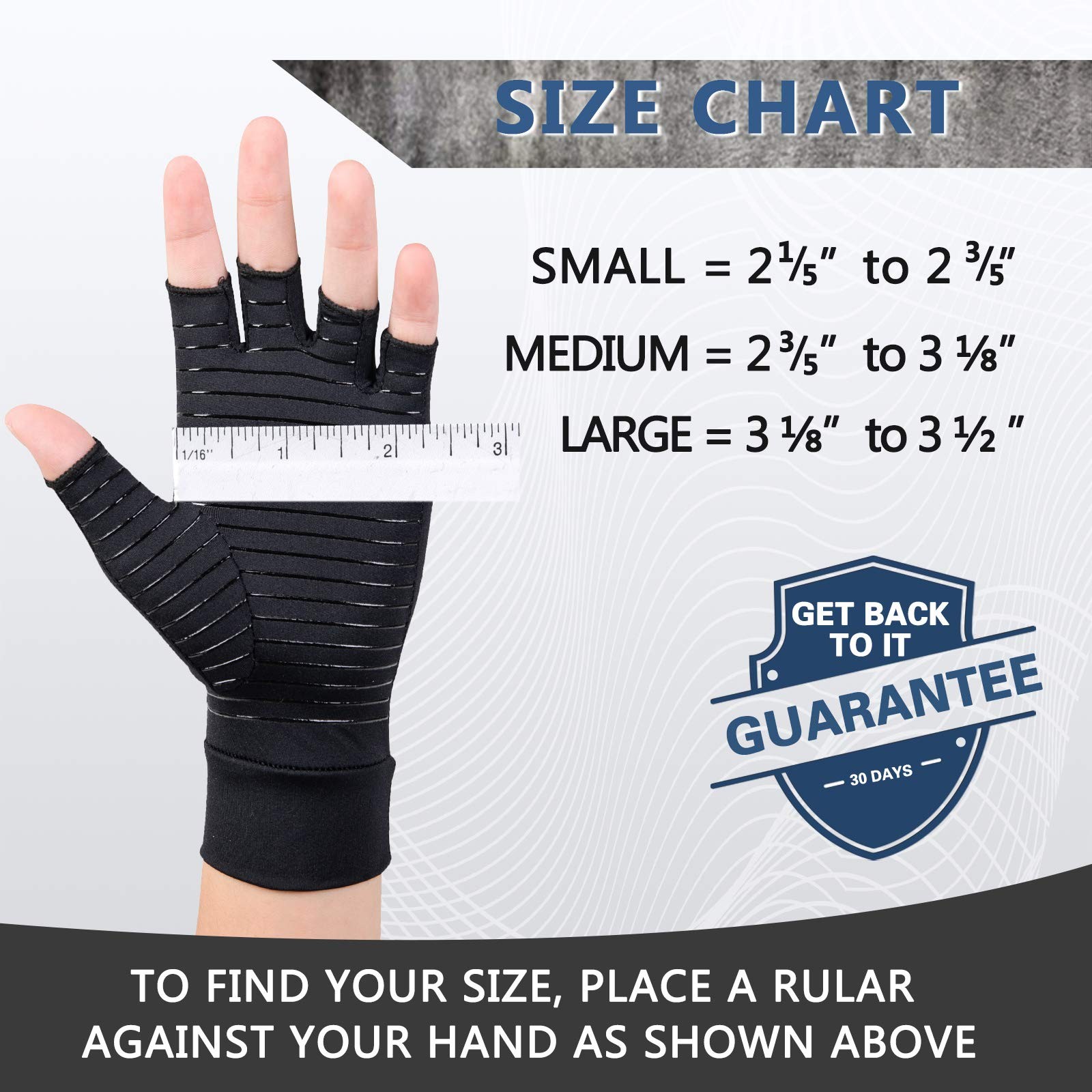 Copper Arthritis Gloves for Women Men, Fingerless Breathable Compression Gloves