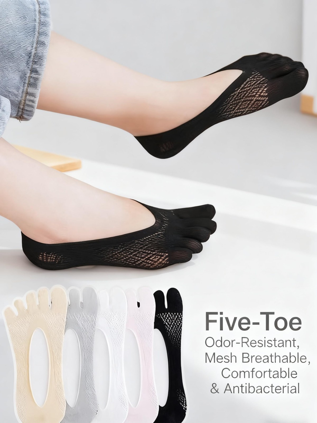 Sqruchel Orthopedic Toe Compression Socks 5 Pairs No Show Toe Socks for Wome…