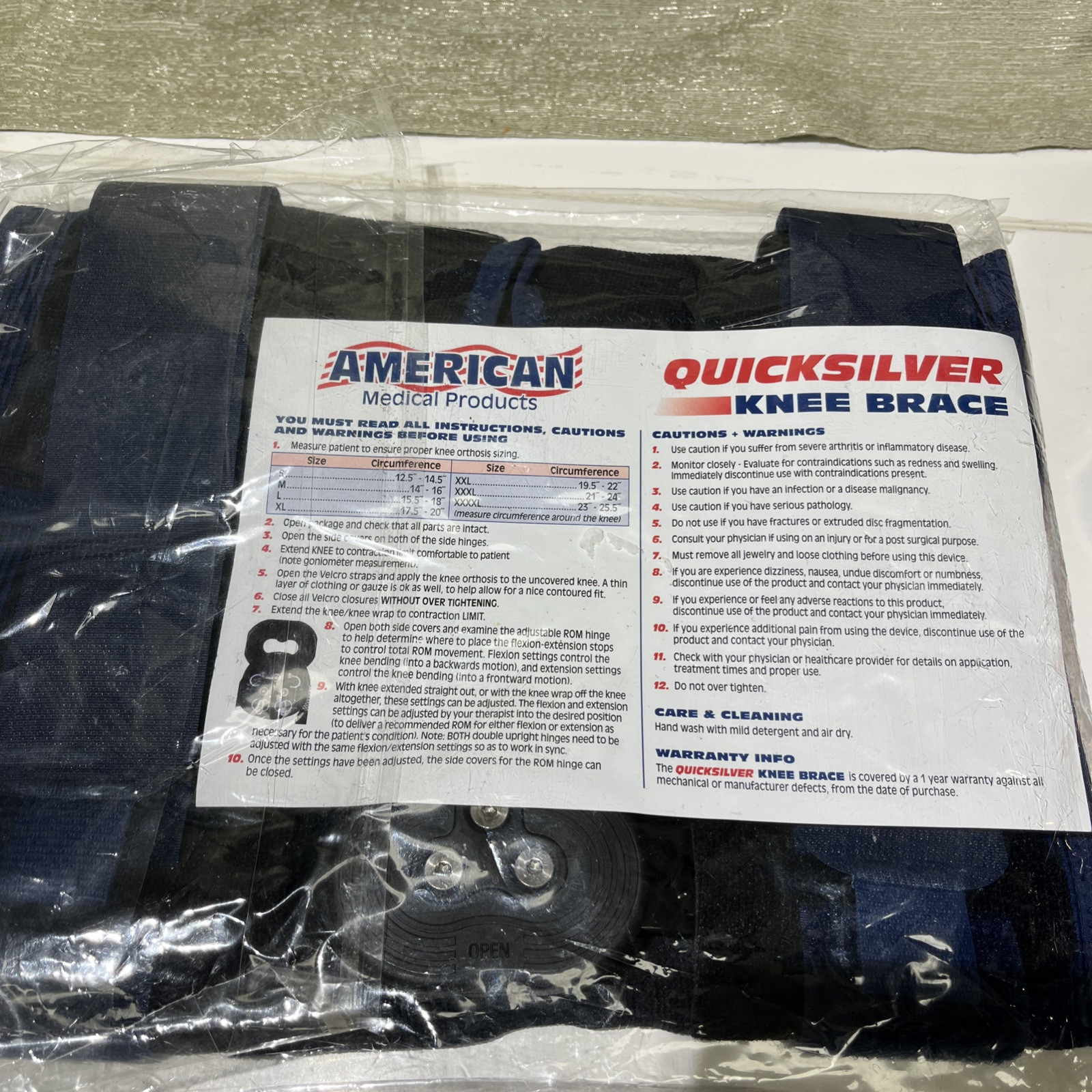American Medical Products Quicksilver Knee Brace Blue Size 2XL Brand New