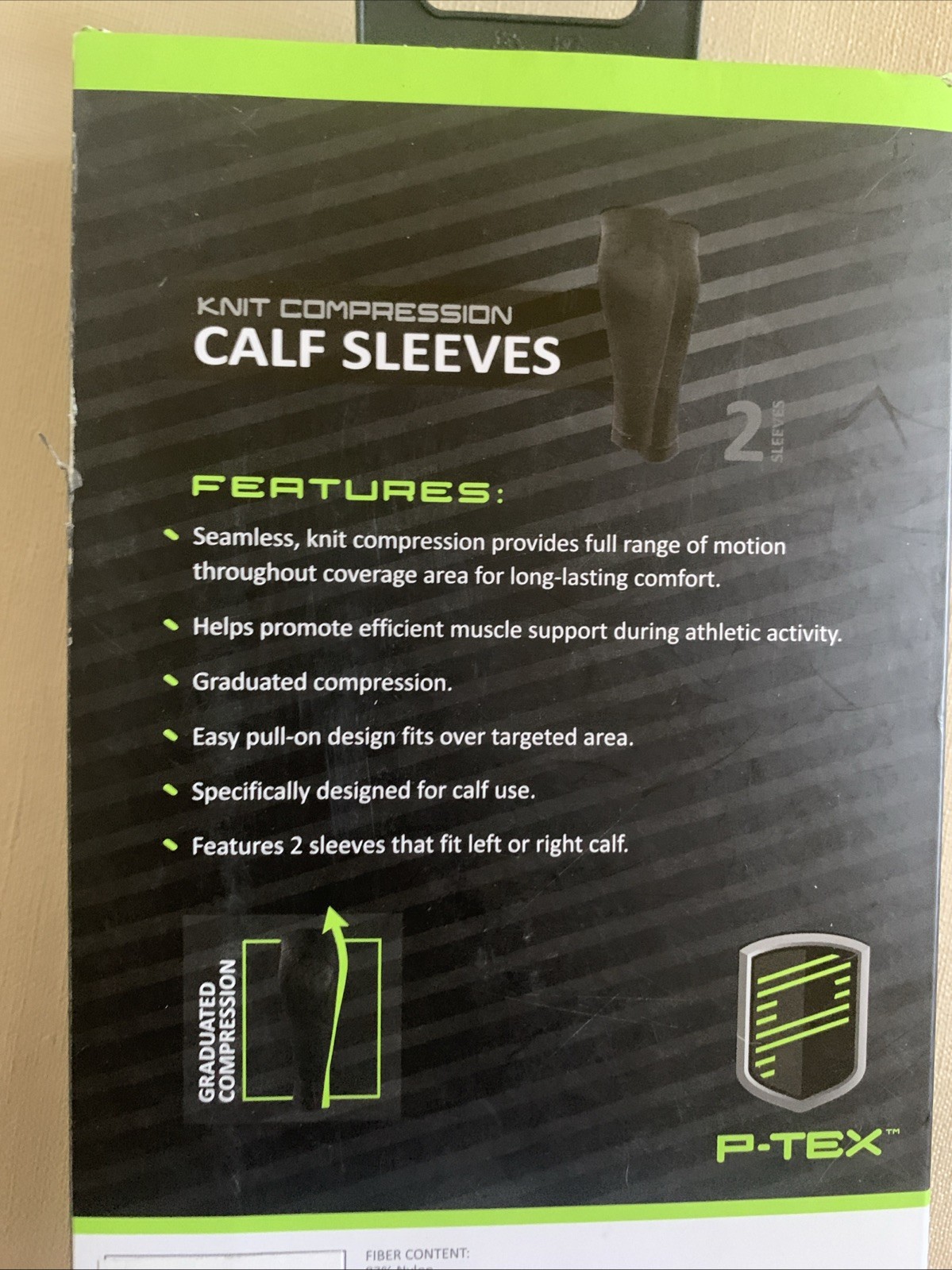 P-TEX ** KNIT COMPRESSION CALF SLEEVES **P-TEXC400” Small Pair **BLACK*NEW**