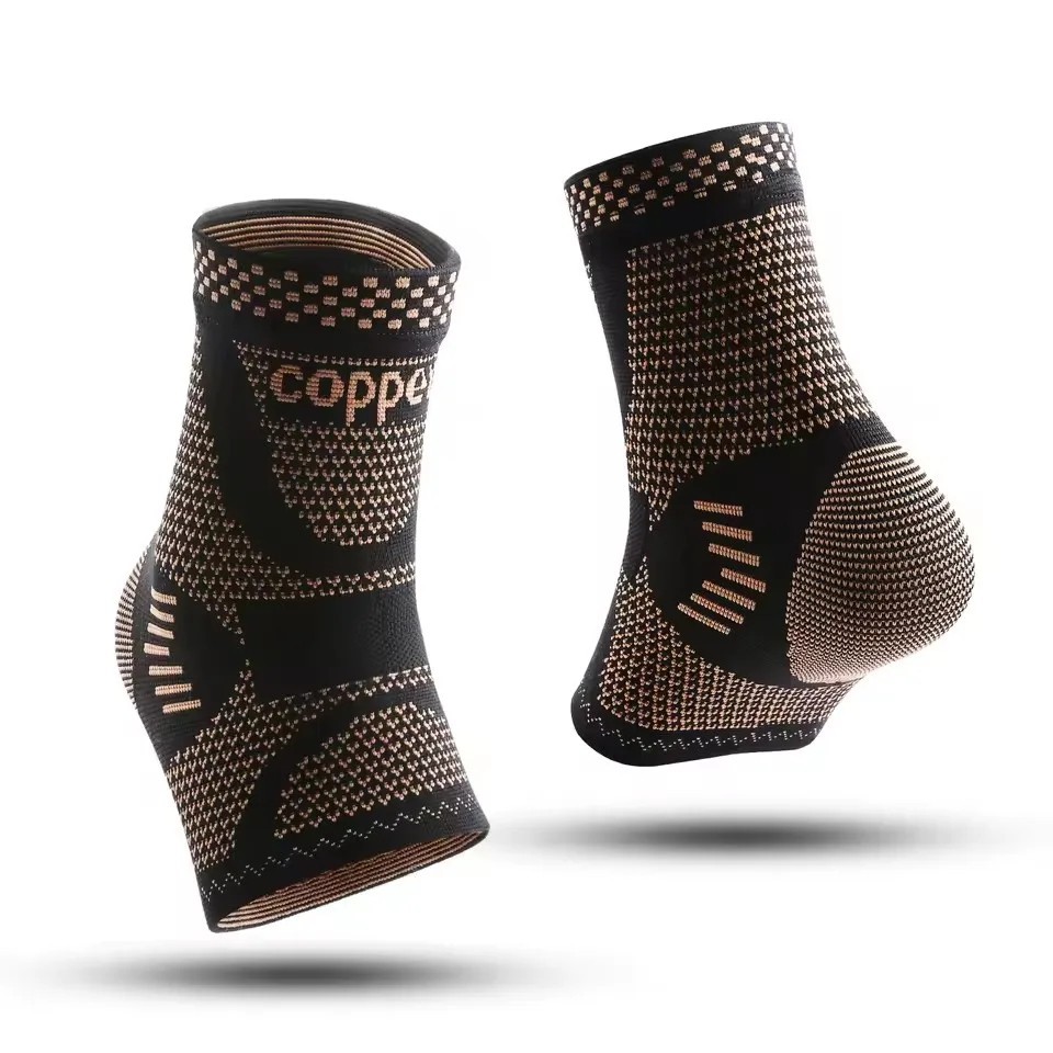 Copper Ankle Brace Silver Support Compression Sleeve Socks Foot Fasciitis Pain