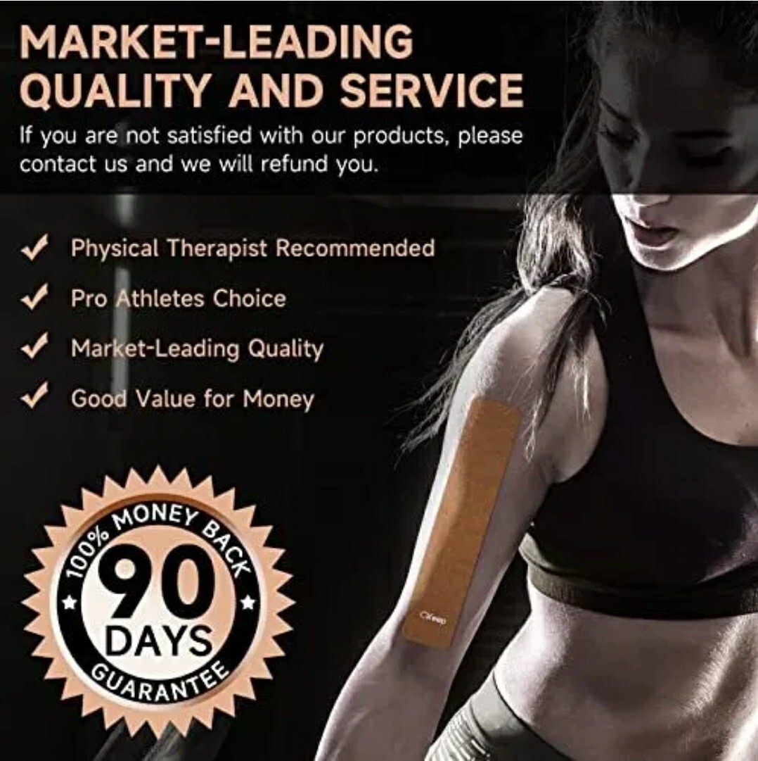 CKeep Kinesiology Tape (2 Rolls), Original Cotton Elastic Premium Athletic Tape,