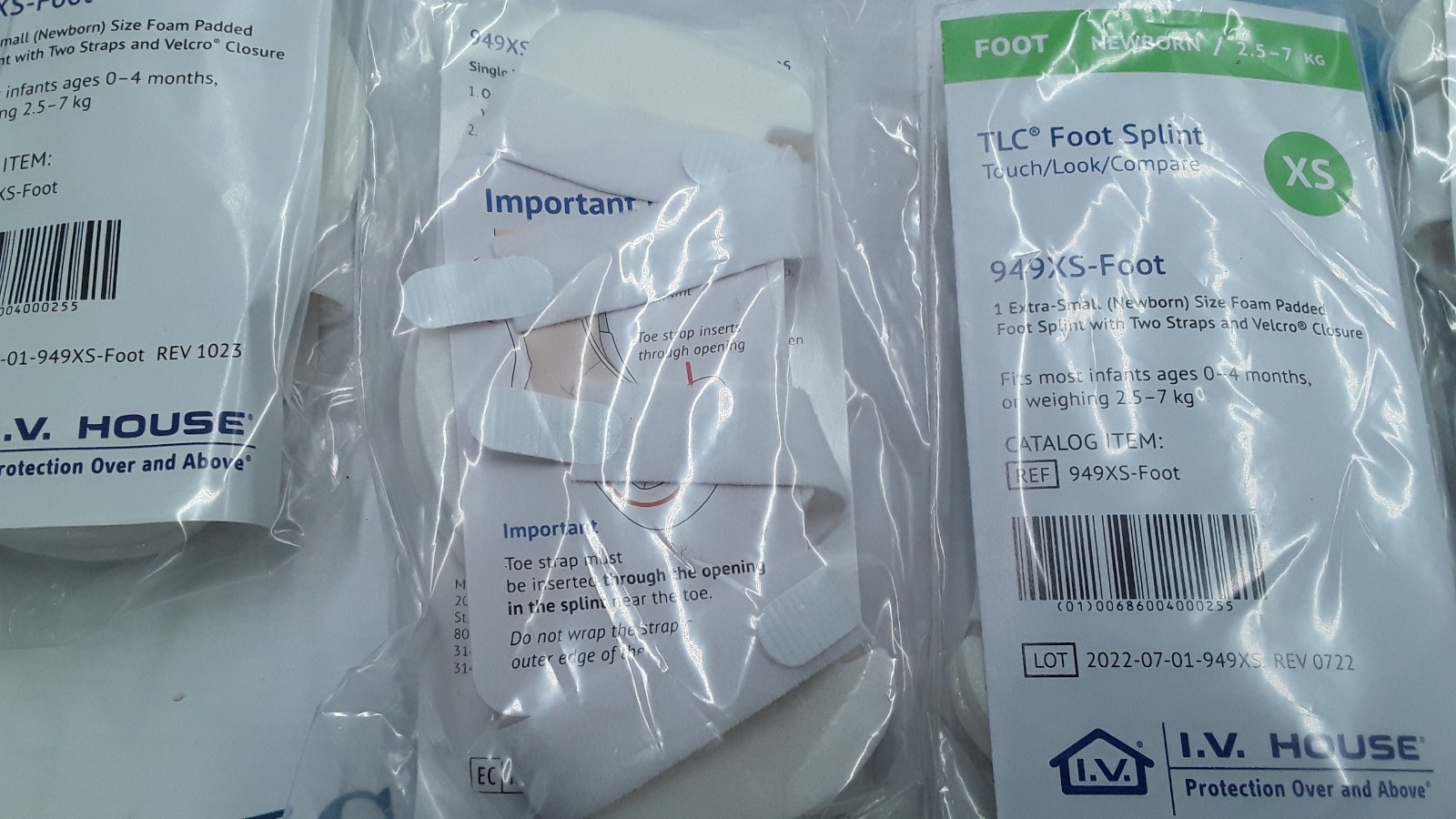 I.V. House Foot Newborn 2.5-7kg TLC Foot Splint XS REF 949XS-Foot Lot of 30