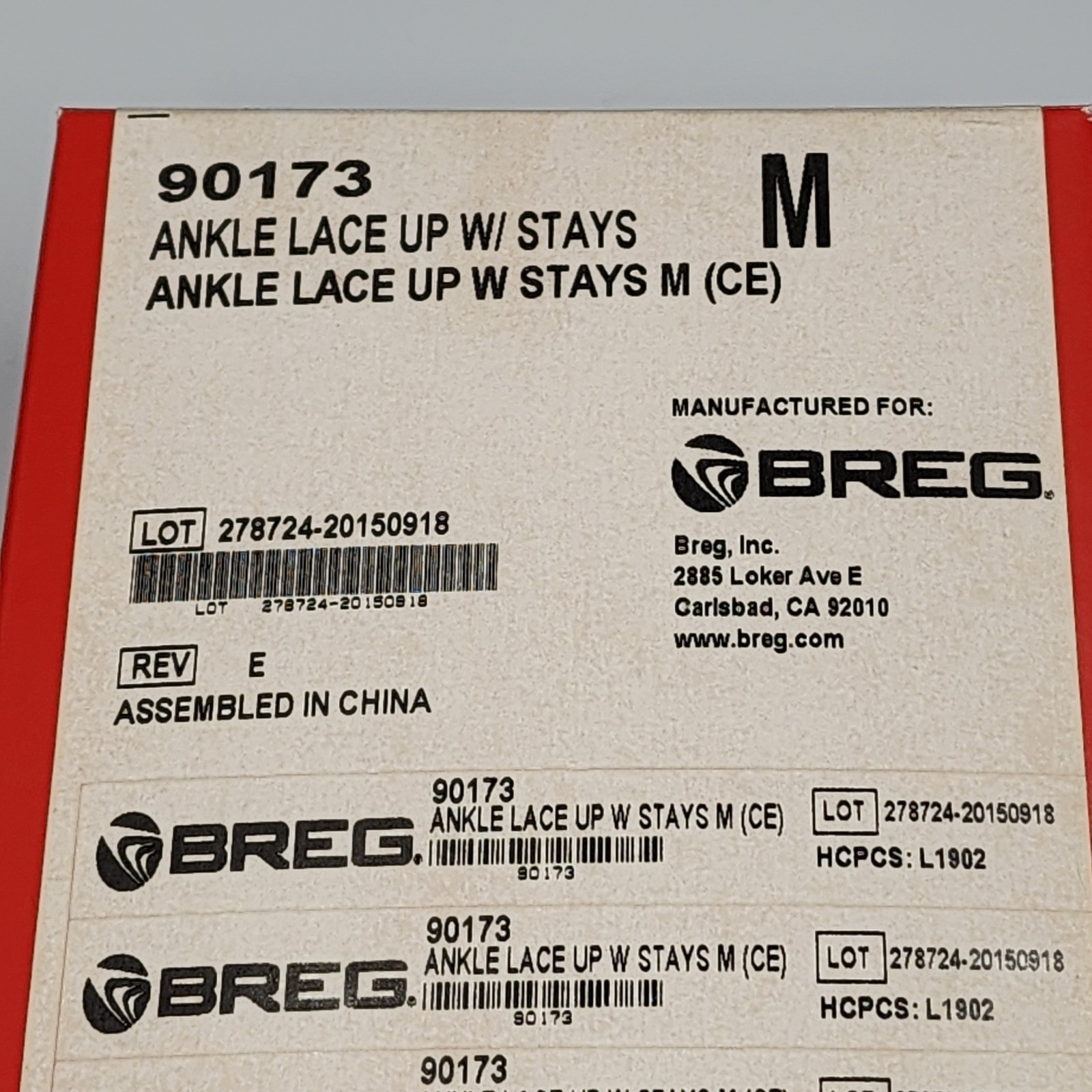 BREG Ankle Lace Up With Tibia Strap 90173 Medium Black