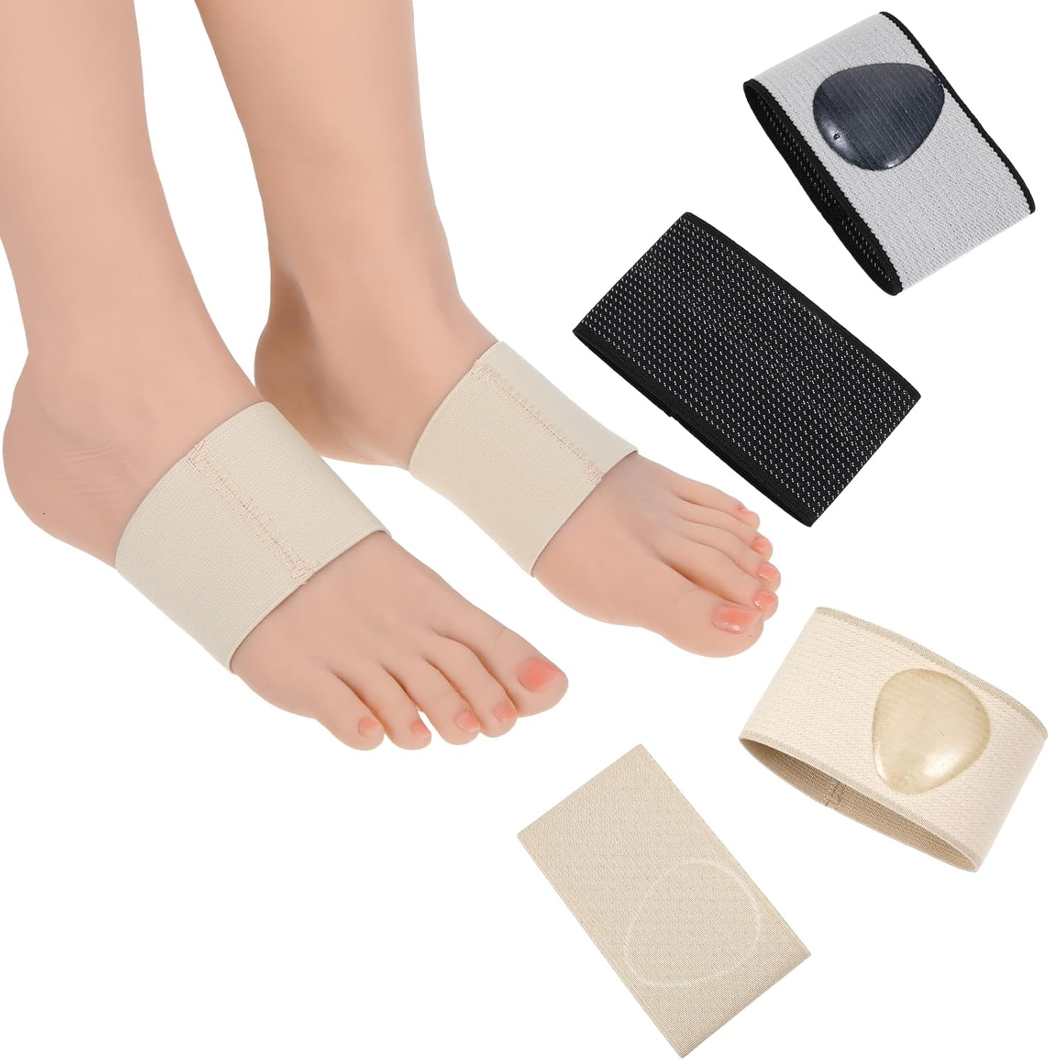 2 Pairs Copper Arch Support Sleeves Plantar Fasciitis Foot Pain Relief Braces S