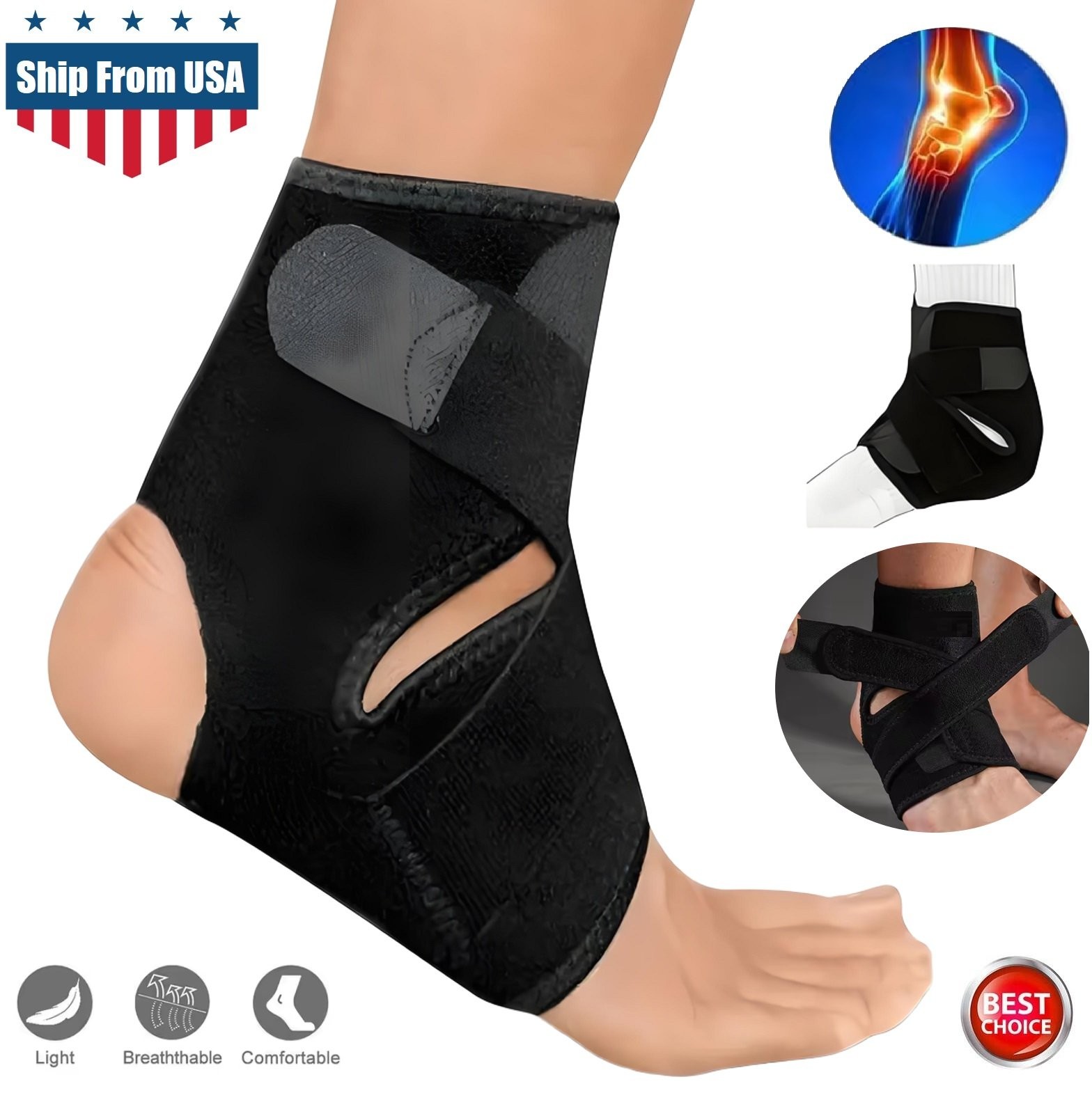 Ankle Support Brace, Breathable Adjustable Wrap, 1/2 Pack For Men & Women Sports