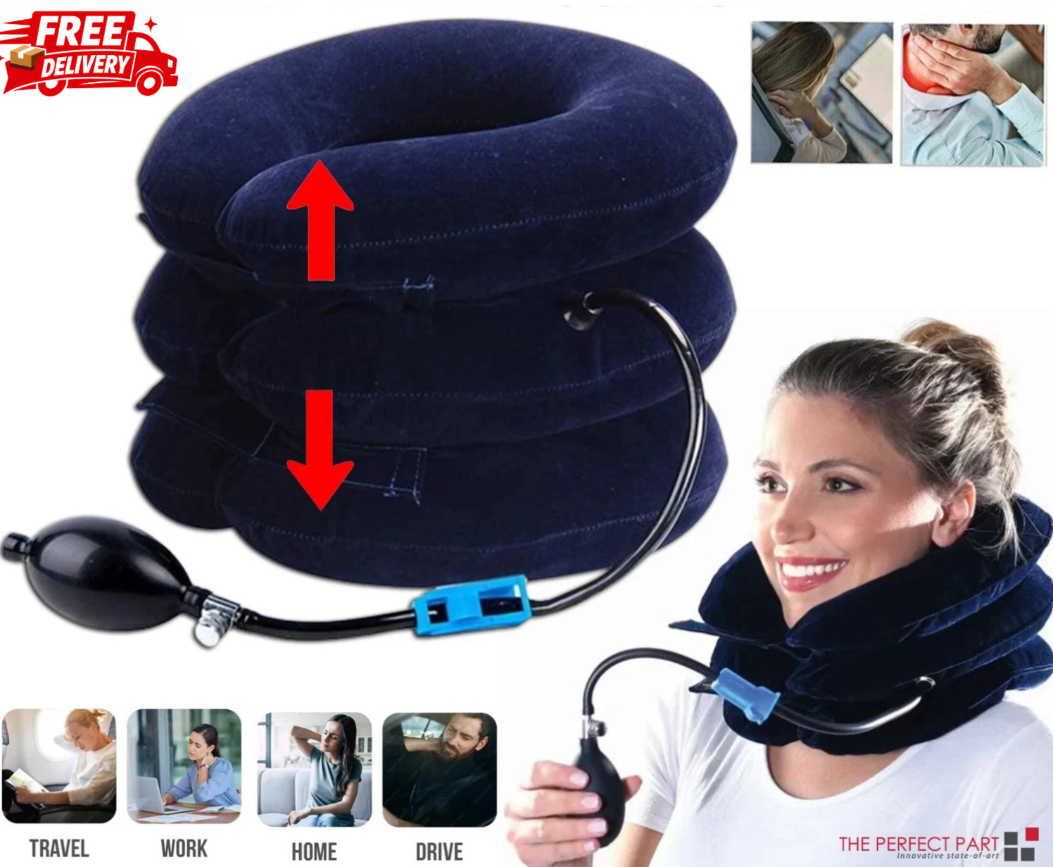 Cervical Neck Traction Device Collar Brace Support Pain Relief Stretcher Therapy