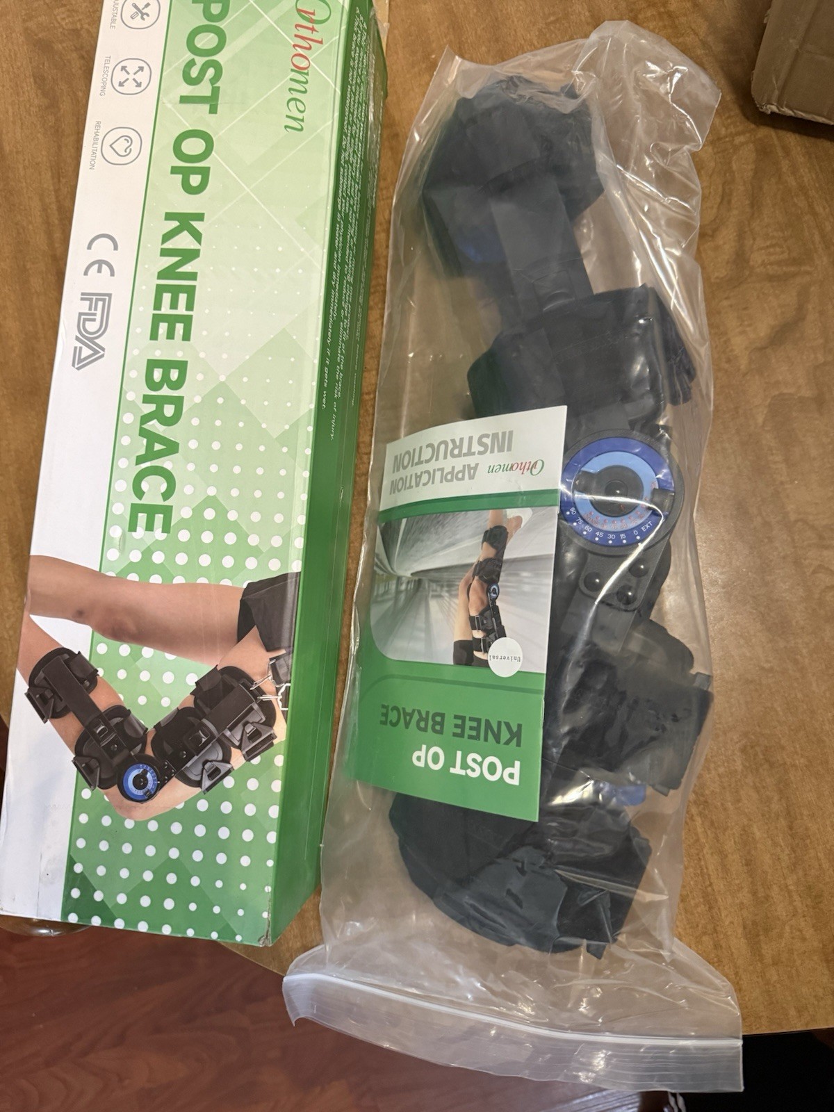 Othomen Post-Op Knee Brace Adjustable Stabilization/Immobilization One Size