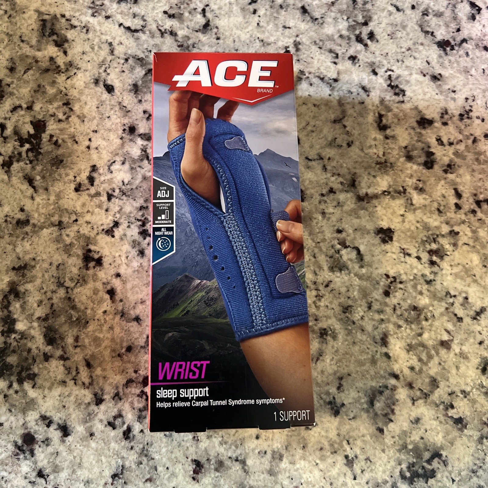 ACE Night Wrist Sleep Support, Adjustable, Blue, Helps Provide Relief from Sy
