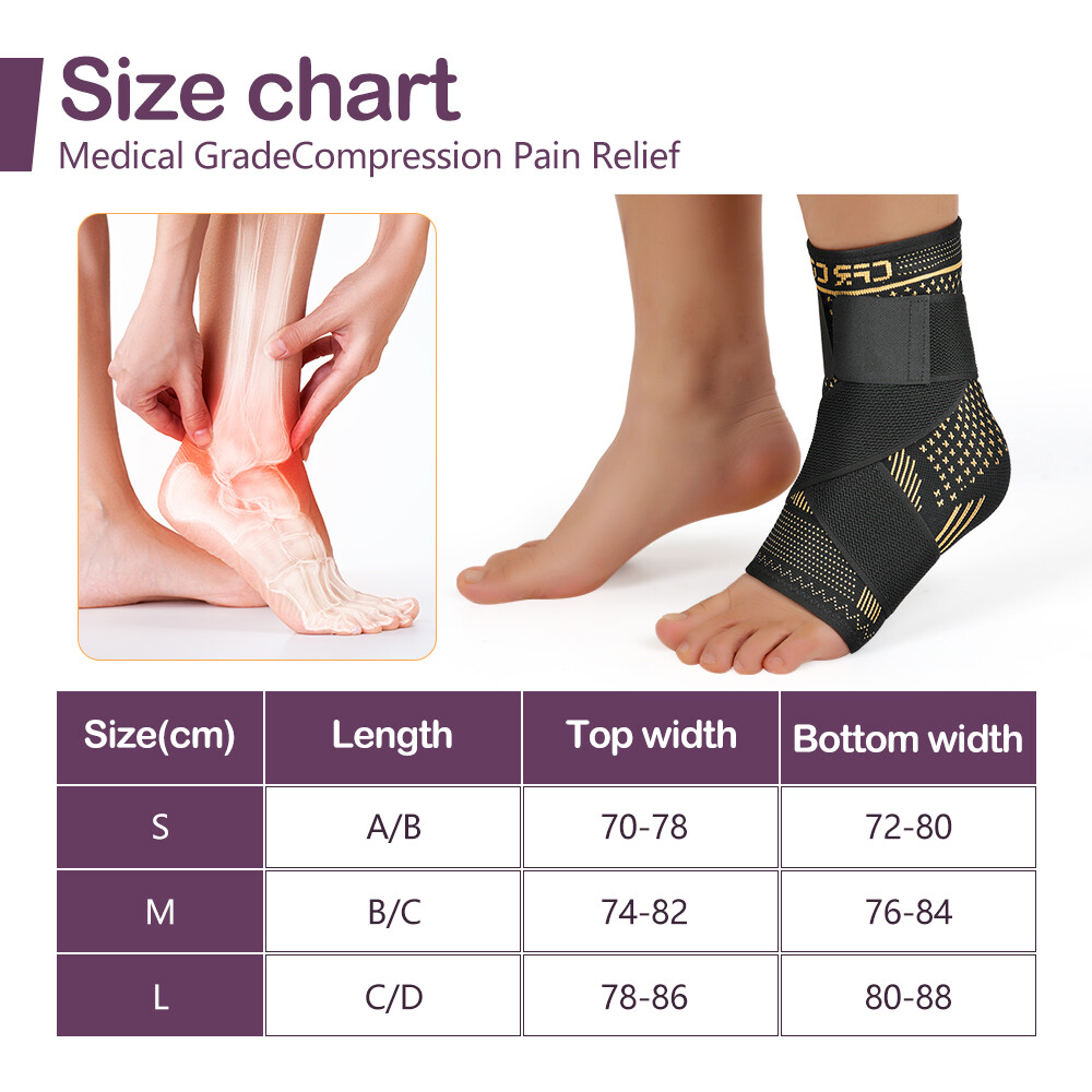 Copper Ankle Brace Adjustable Compression Sleeve Heel Brace Achilles Tendonitis