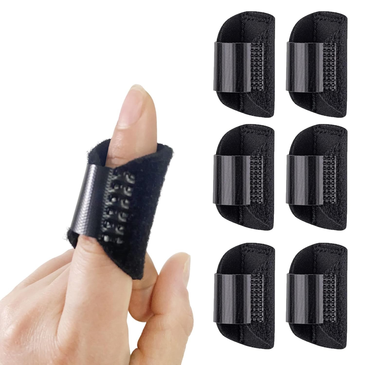 “6-Pack Pinky Finger Splints for Left/Right Hand Adjustable Single-Strap Brace..
