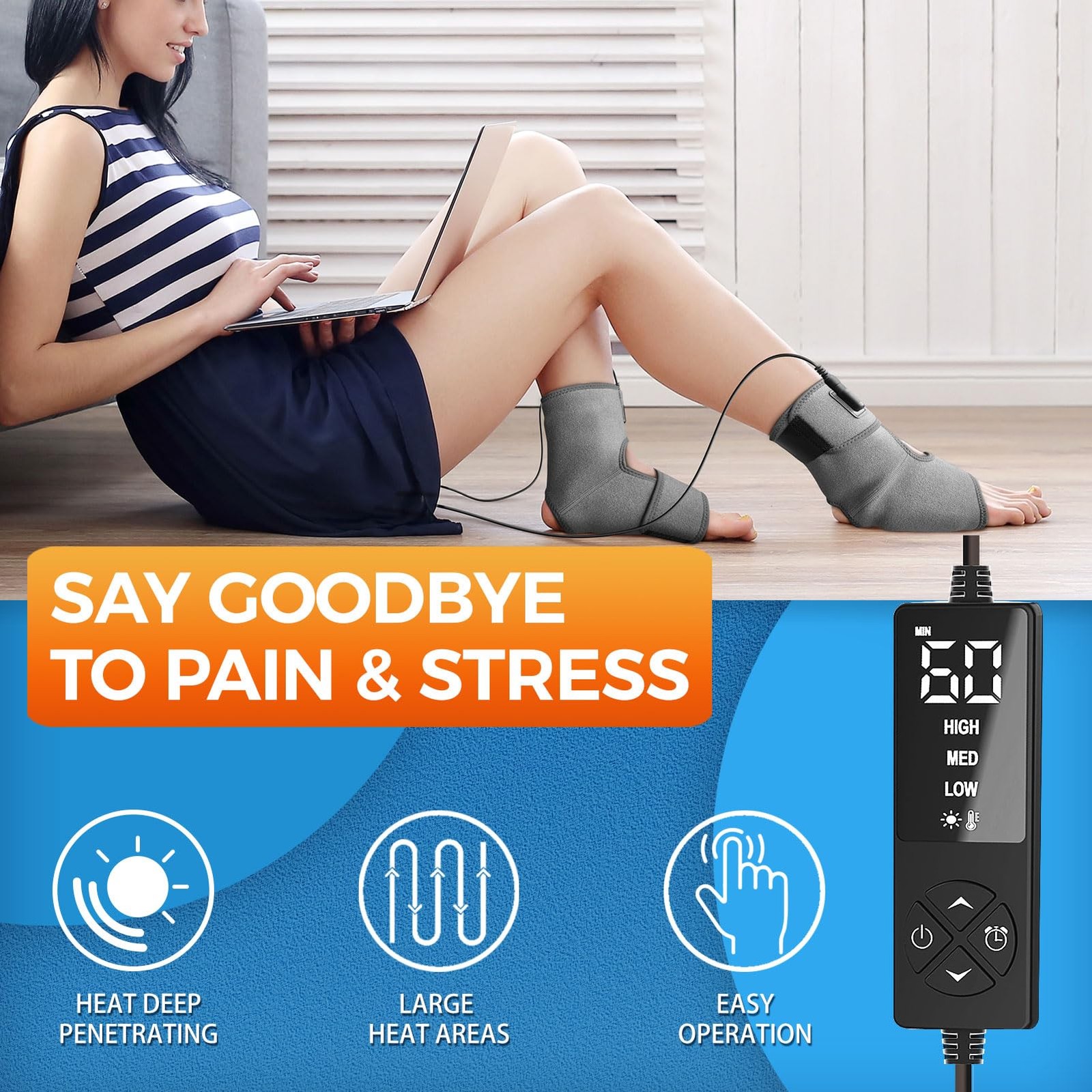 sticro 1 Pair Ankle Heating Pad for Feet Achilles One Size, Gray 1
