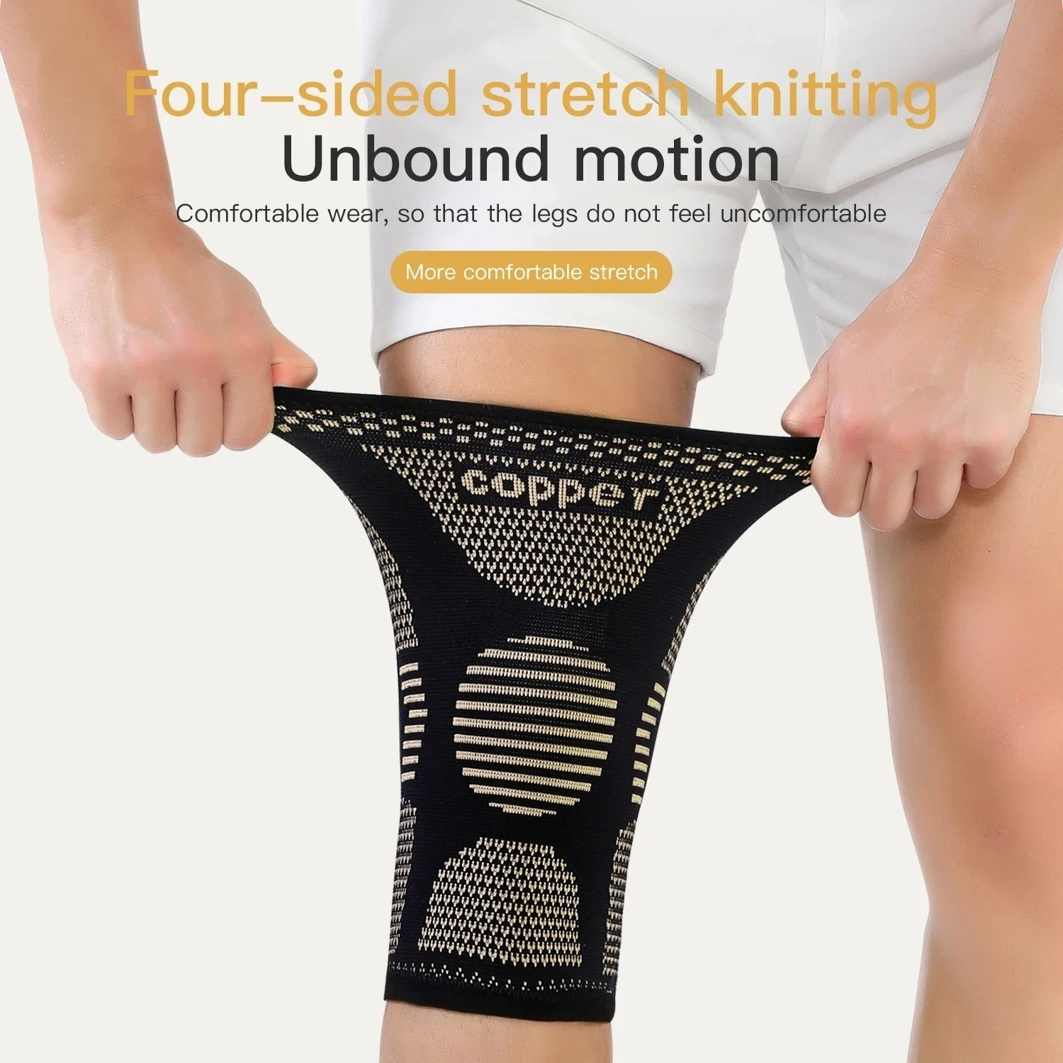 2PC Copper Knee Brace Sleeve for Arthritis Pain Support Compression Sports Relie
