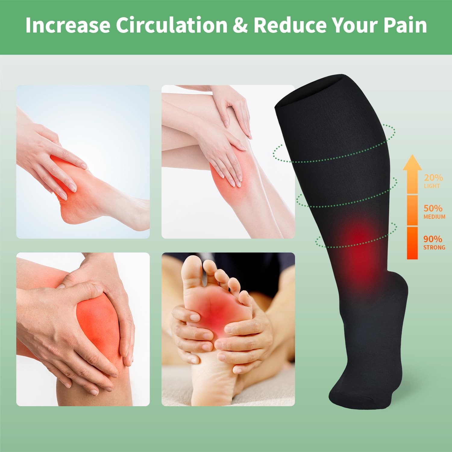 4 Pairs Plus Size Compression Socks for Women and Men 20-30 mmHg Wide Calf Ex…
