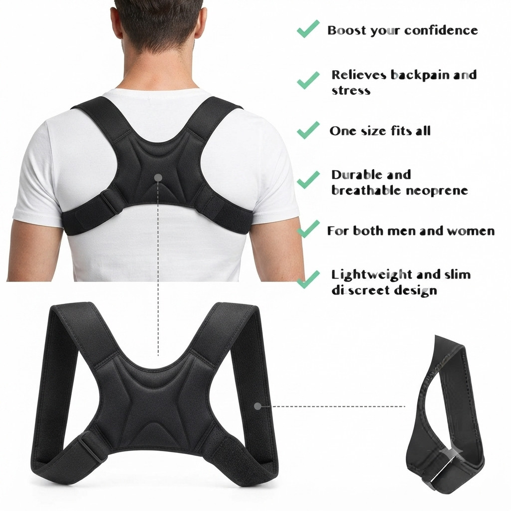 Posture Corrector Support Magnetic Back Shoulder Brace Belt Band For Men Women
