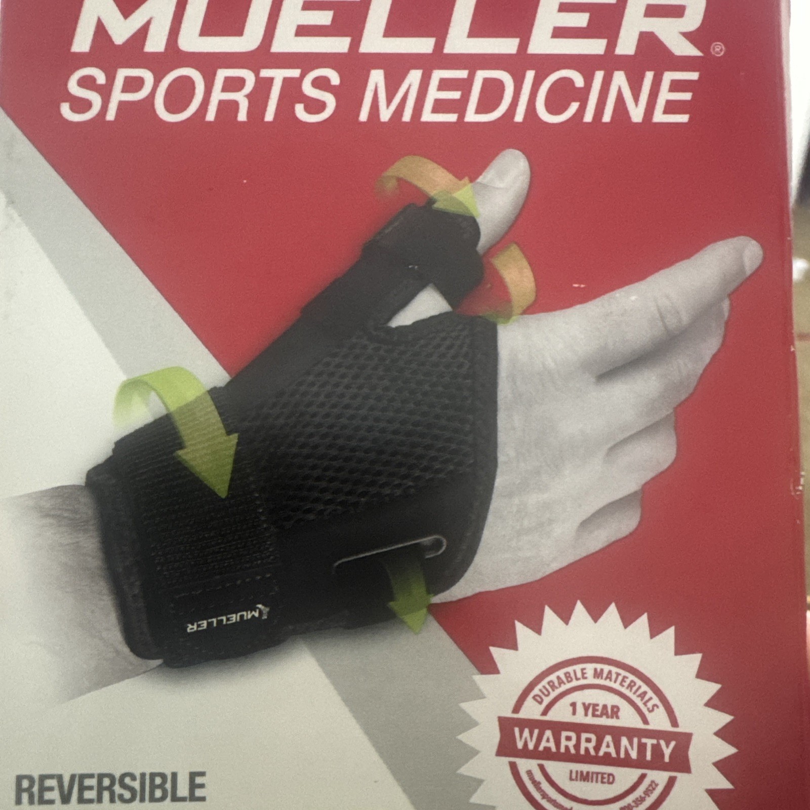 MUELLER Sports Medicine REVERSIBLE THUMB STABILIZER NEW OSFM Maximum Support