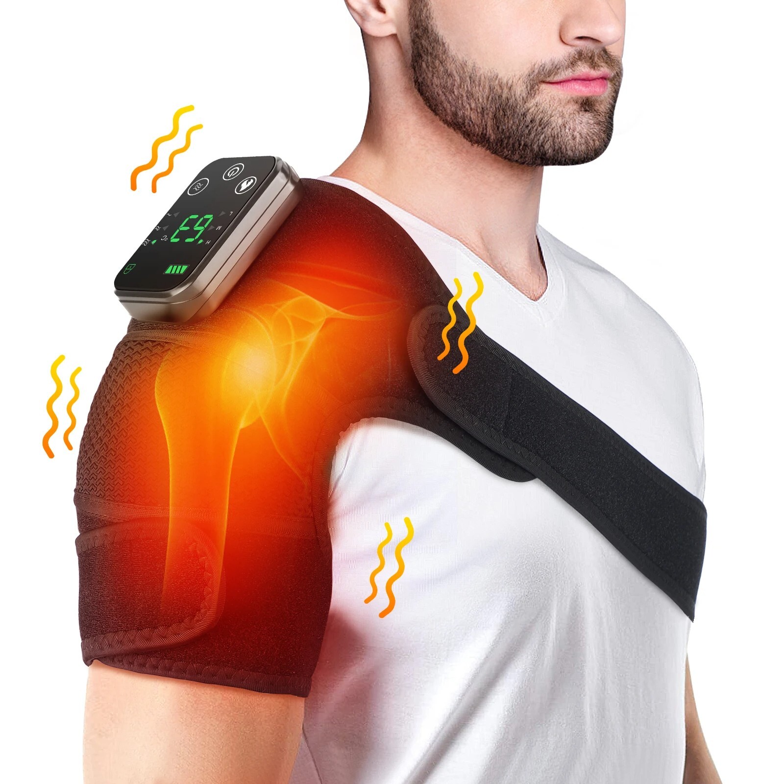Shoulder Brace Support Adjustable Compression Joint Pain Relief Cuff Heated Warm