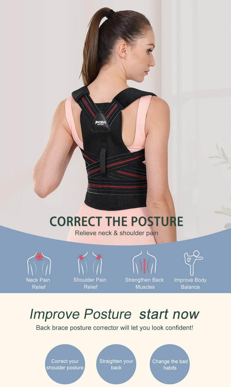 Premium 4 Metal Bar Back Brace Posture Corrector
