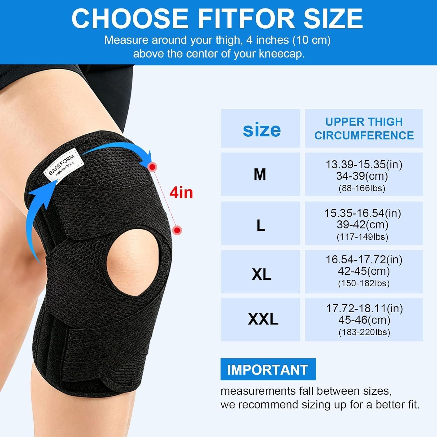 Knee Brace Meniscus Support, Open Patella Design, Size M XXL, Unisex, Suitable