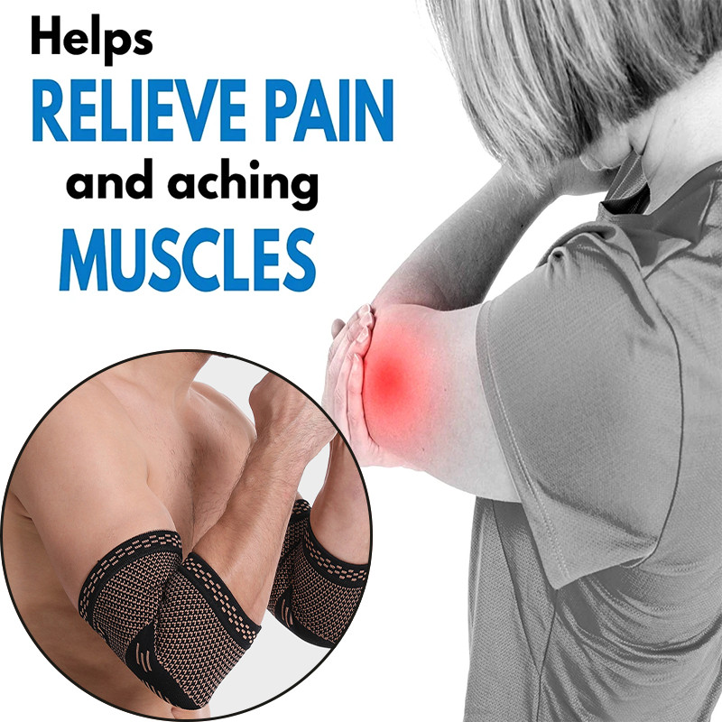 Copper Elbow Brace Compression Support Sleeve Gym Arthritis Tendon Joint Pain