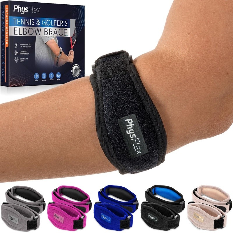 Adjustable Elbow Support Brace Golf Tennis Pain Relief Sleeve Pack of 2 New