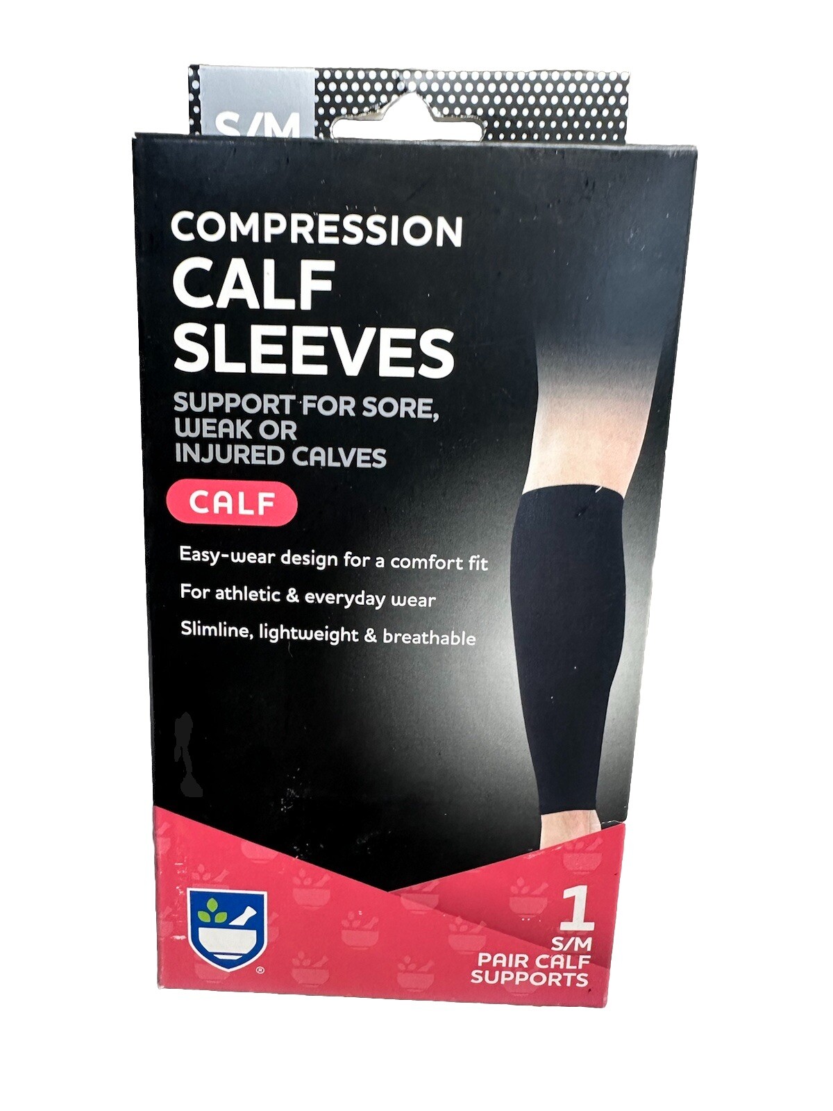 Rite Aid Compression Calf Sleeves Support for Sore, Weak, and Injured Calves S/M