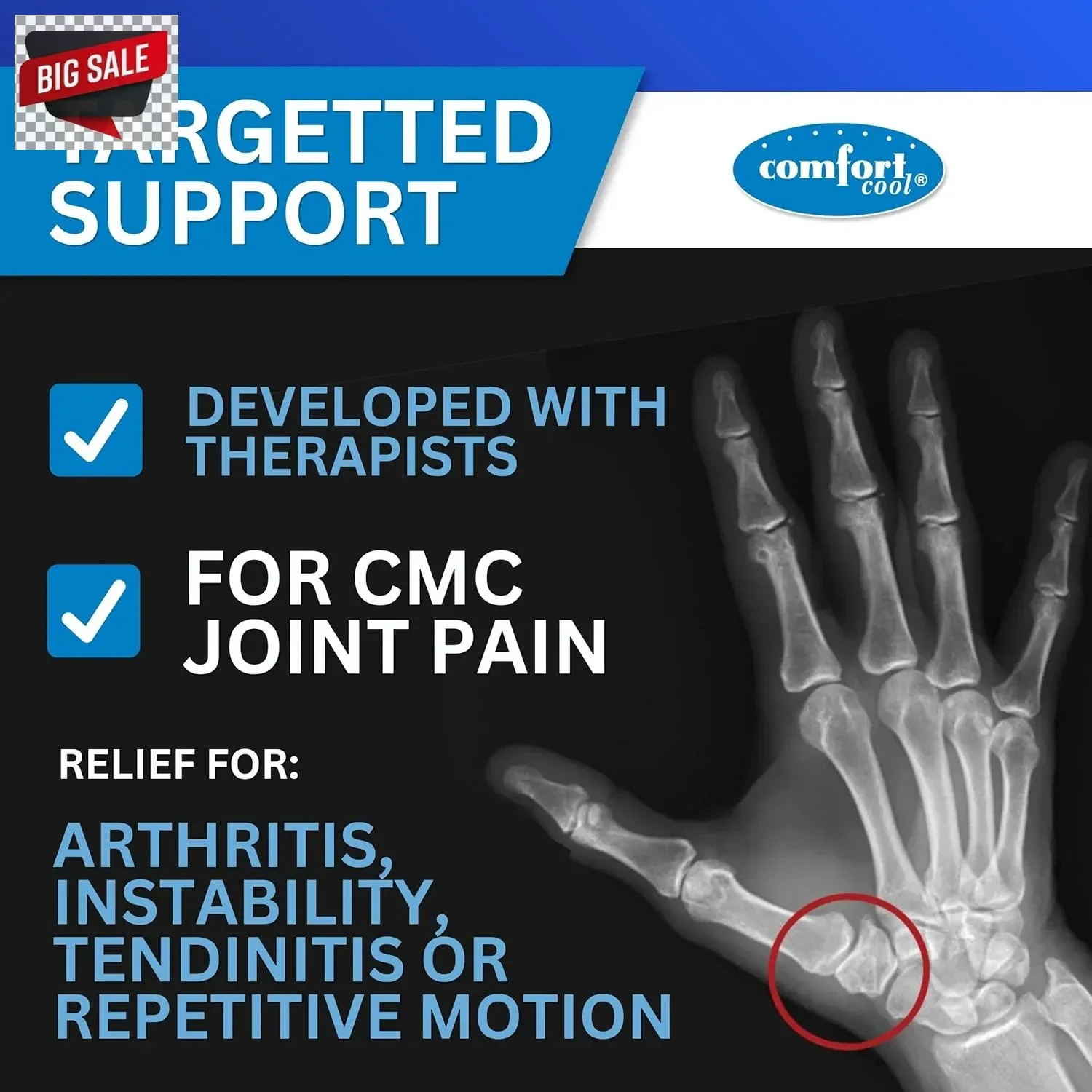 Comfort Cool CMC Thumb Brace – Beige, Left Hand, Large Plus | NC79590 | Breathab