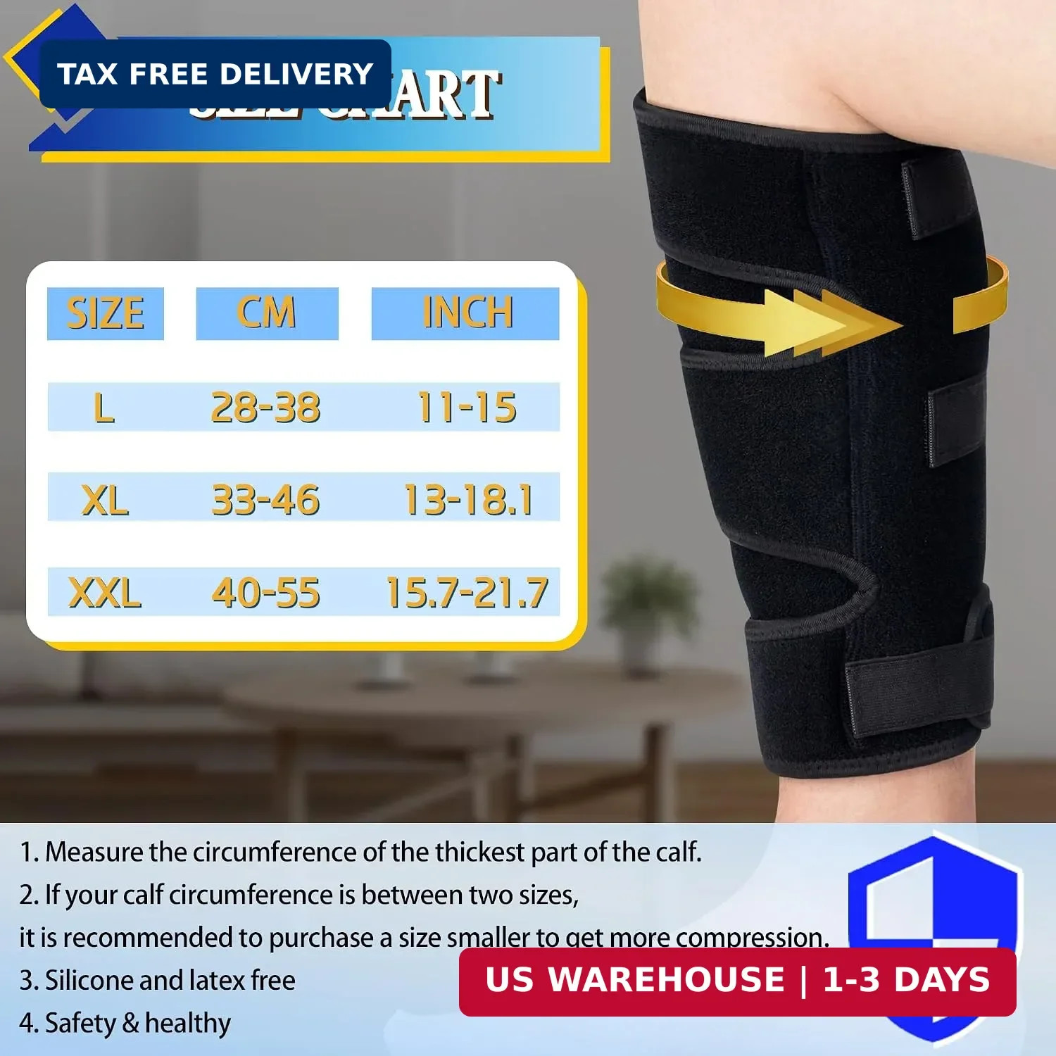 Adjustable Calf Brace, Lower Leg Compression Wrap for Men Women, Calf Com