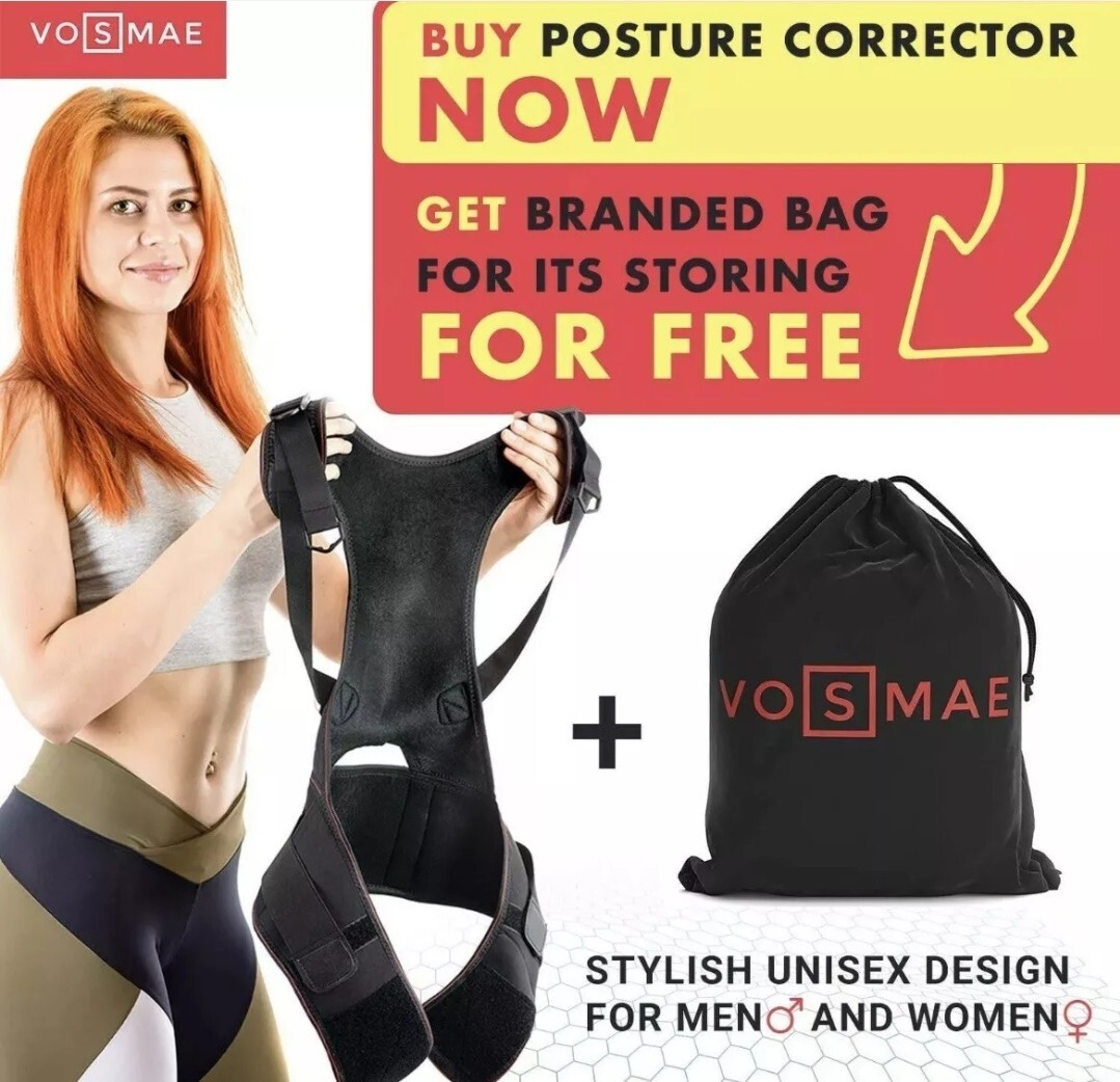 VOSMAE Unisex Comfortable Vest Posture Support Corrector Back – BLACK – MEDIUM