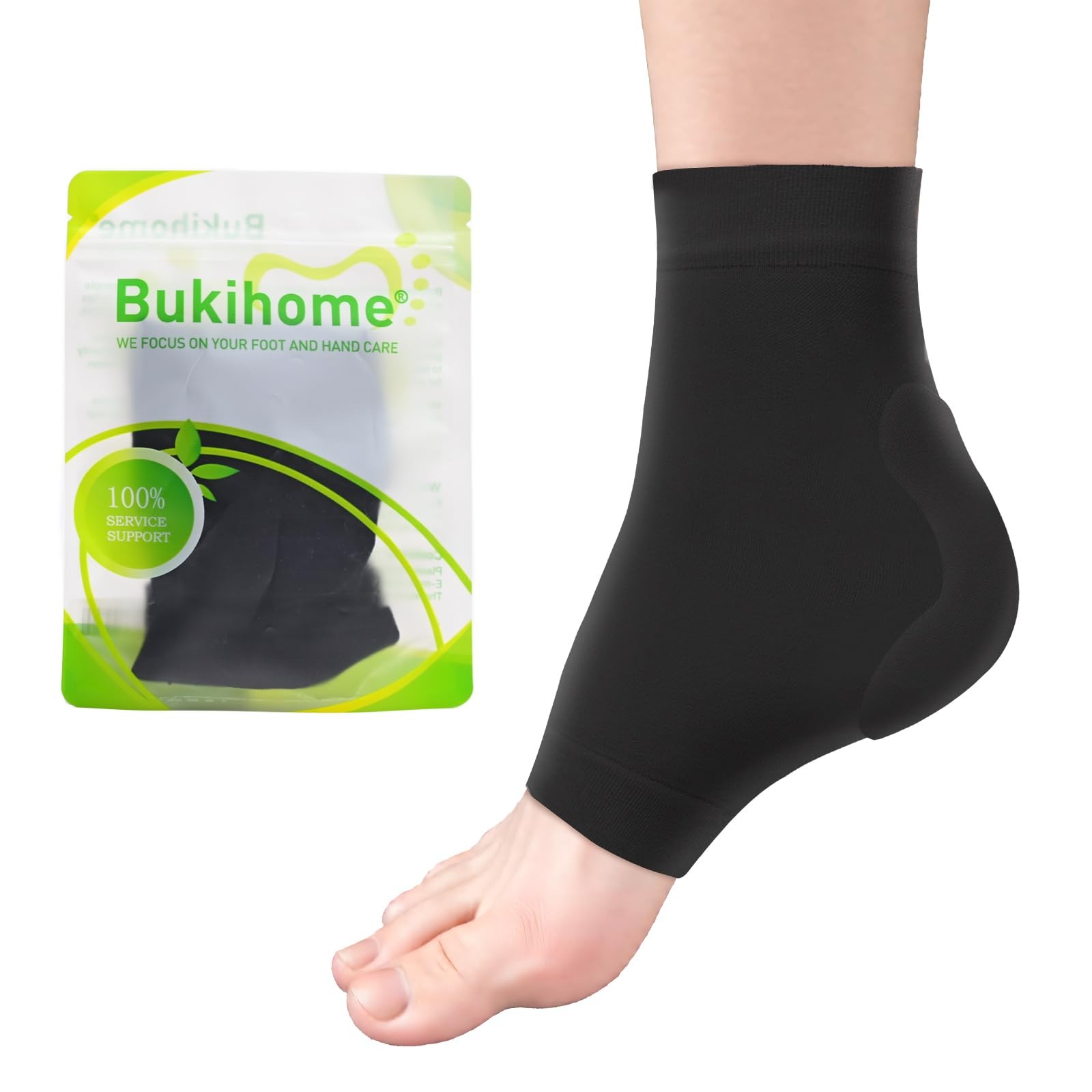 Bukihome Achilles Tendon Support Sleeves – Gel Padded Large Size, Black
