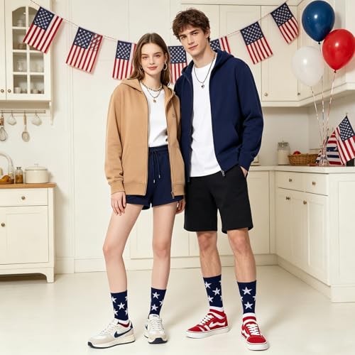 2 Pairs American Flag Socks 4th of July Sock for Men Women