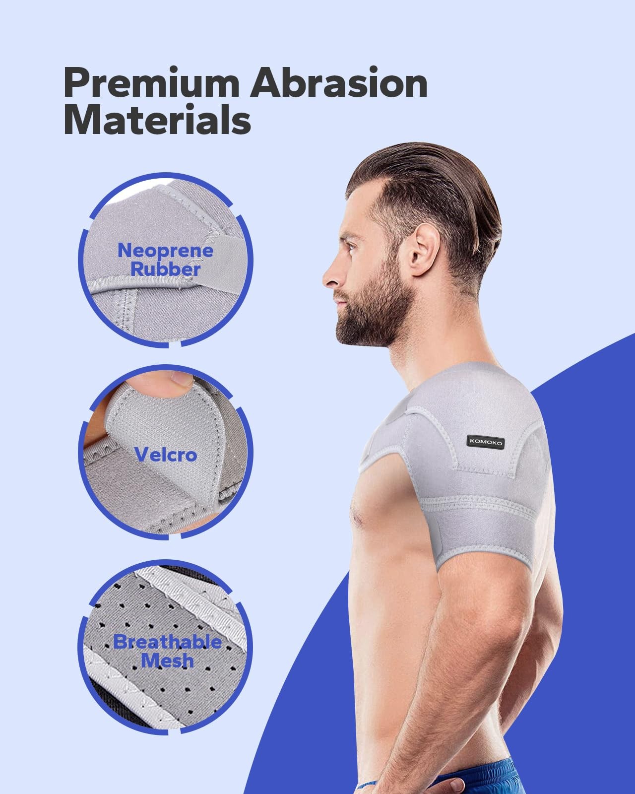 Komoko Shoulder Brace, Rotator Cuff Support Brace with Ice Pack Gray