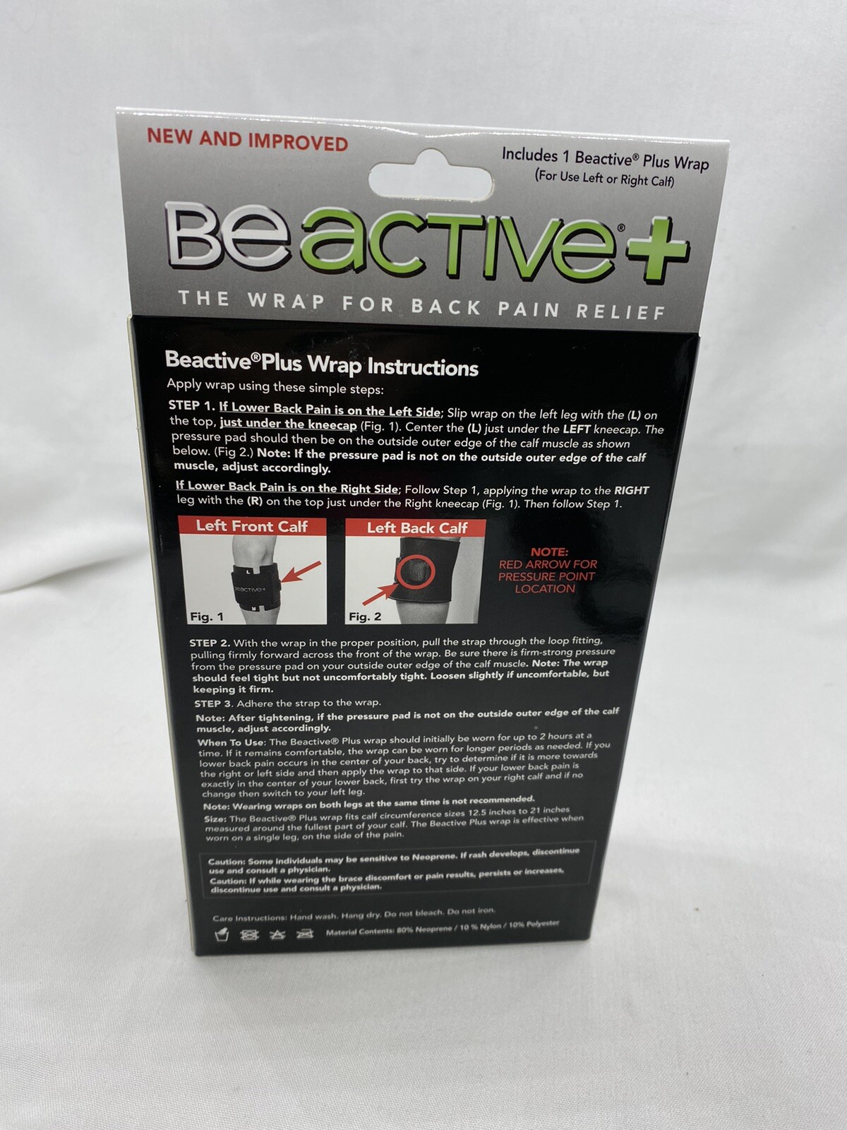 BeActive Plus Calf Wrap – Black (BA-1000) One Size Relieve Lower Back Pain NIB