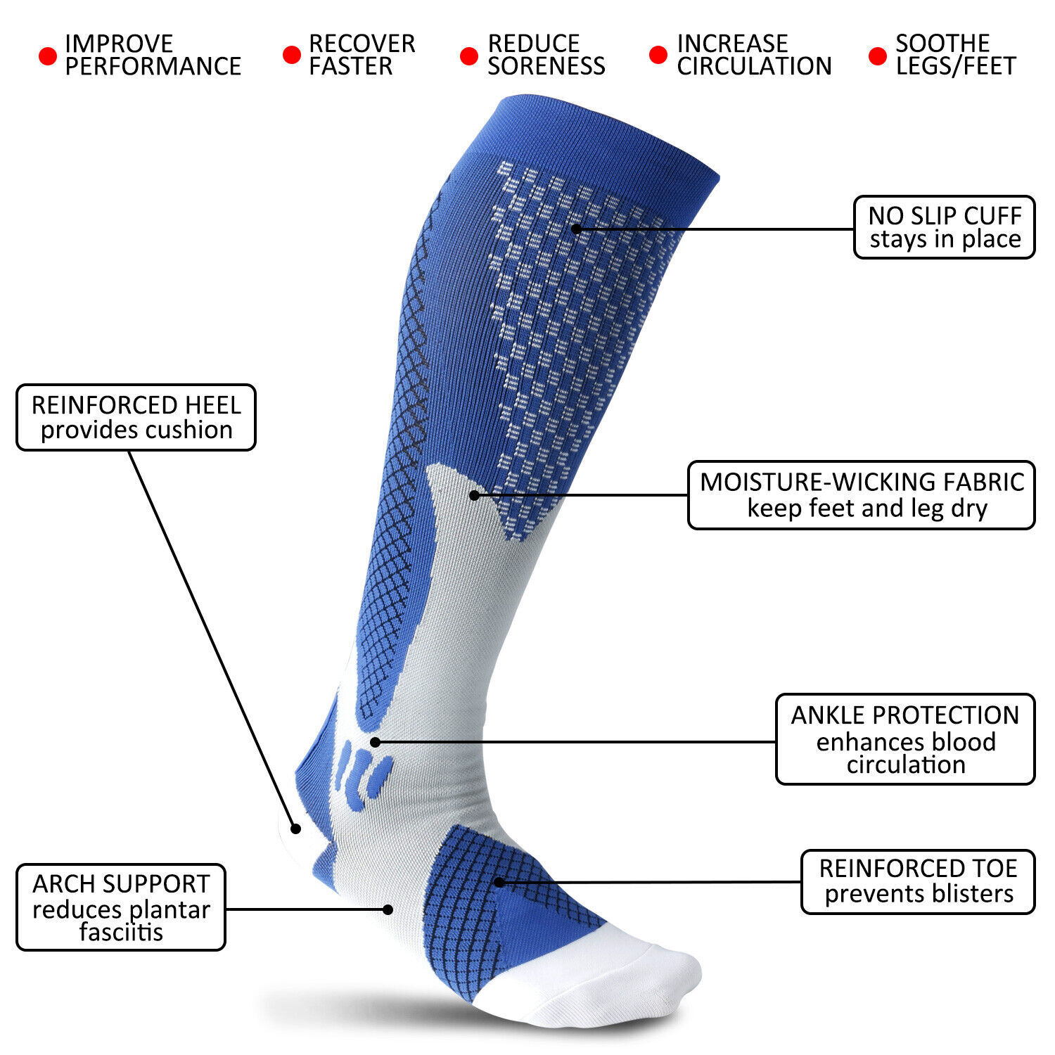 3Pairs Compression Socks Medical Support Stockings 20-30mmHg Men Women