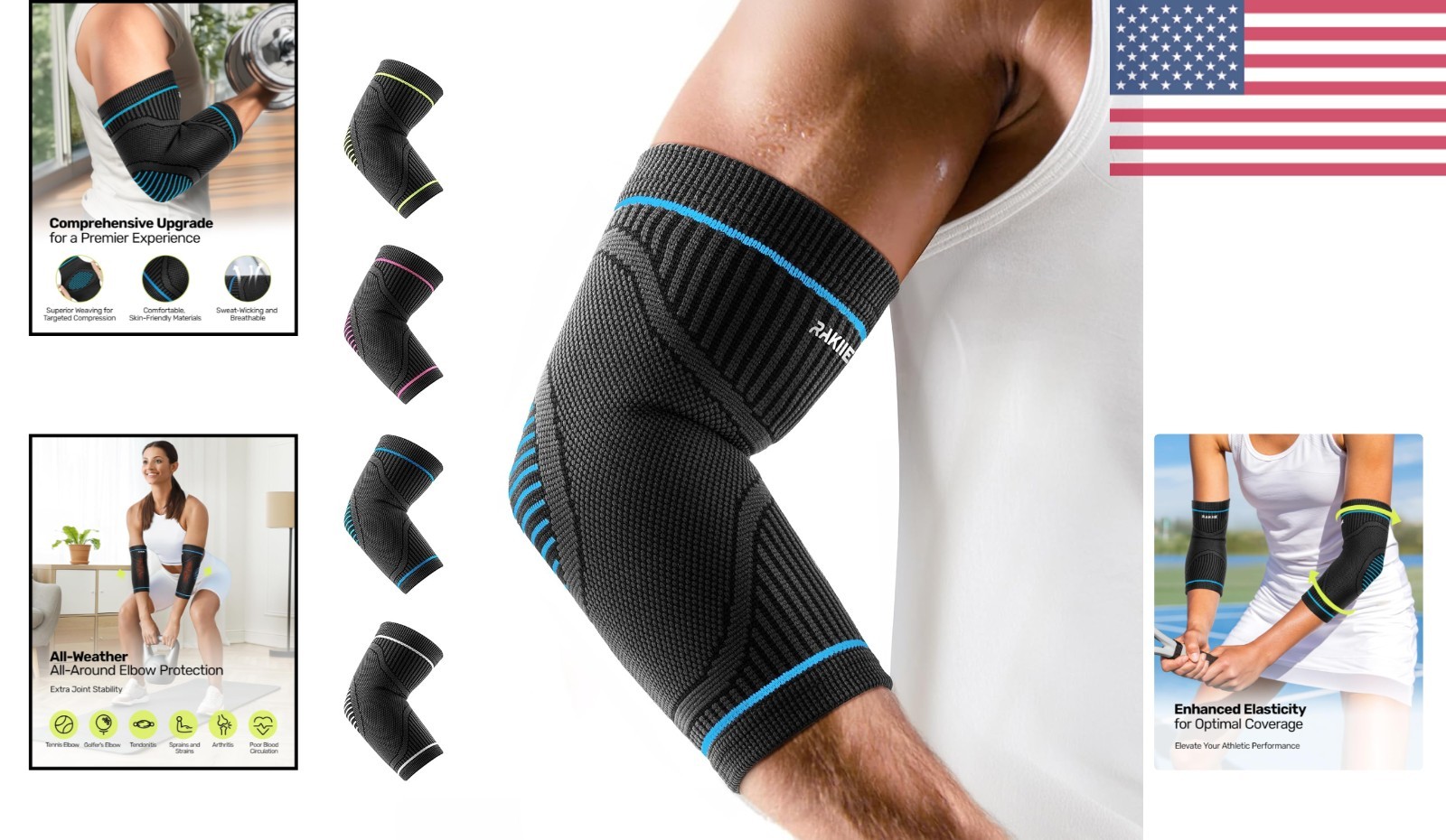 Elbow Compression Sleeve 2 Pack – Support for Tennis & Golfer’s Elbow