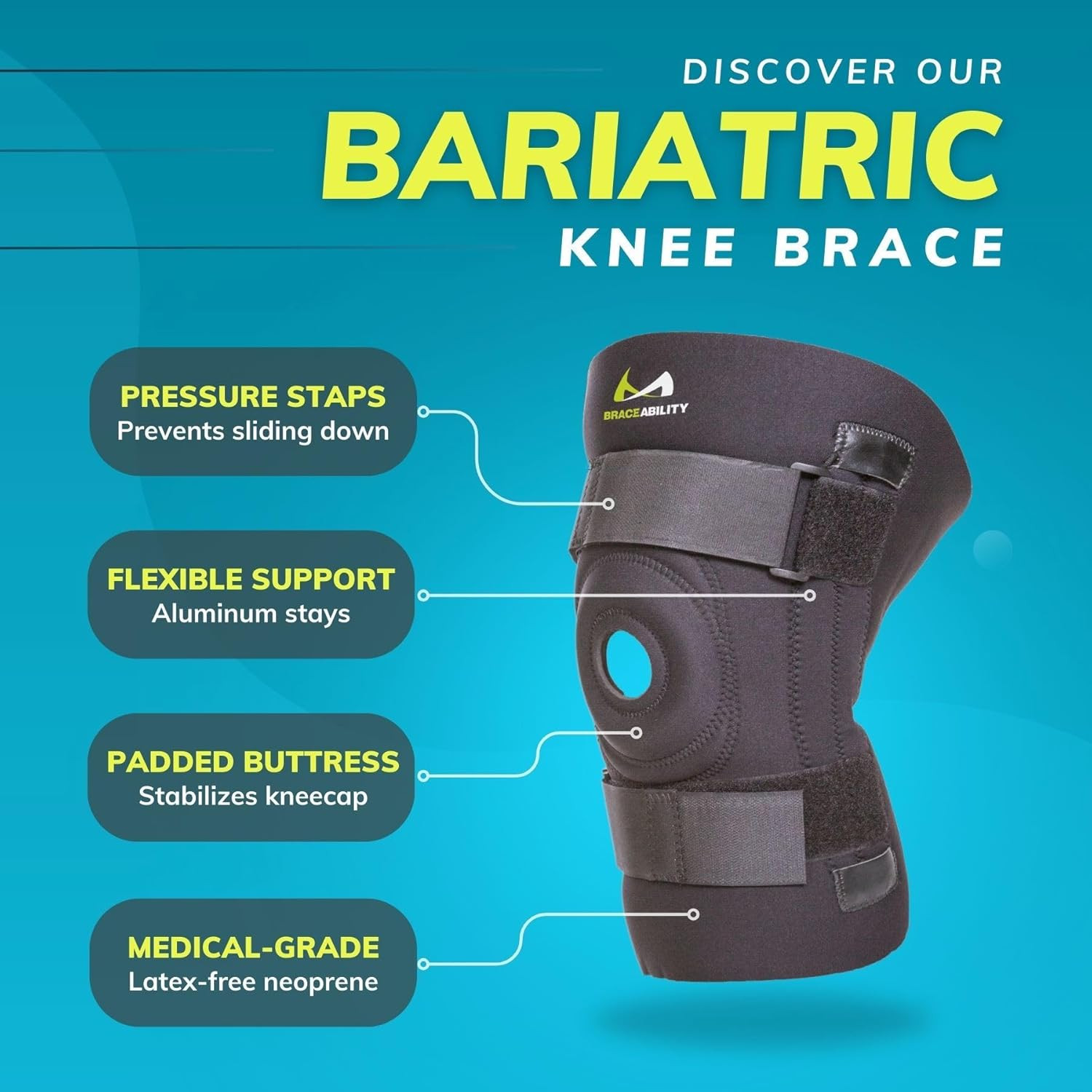 Plus Size Bariatric Knee Brace with Stabilizers for Arthritis & Pain Relief