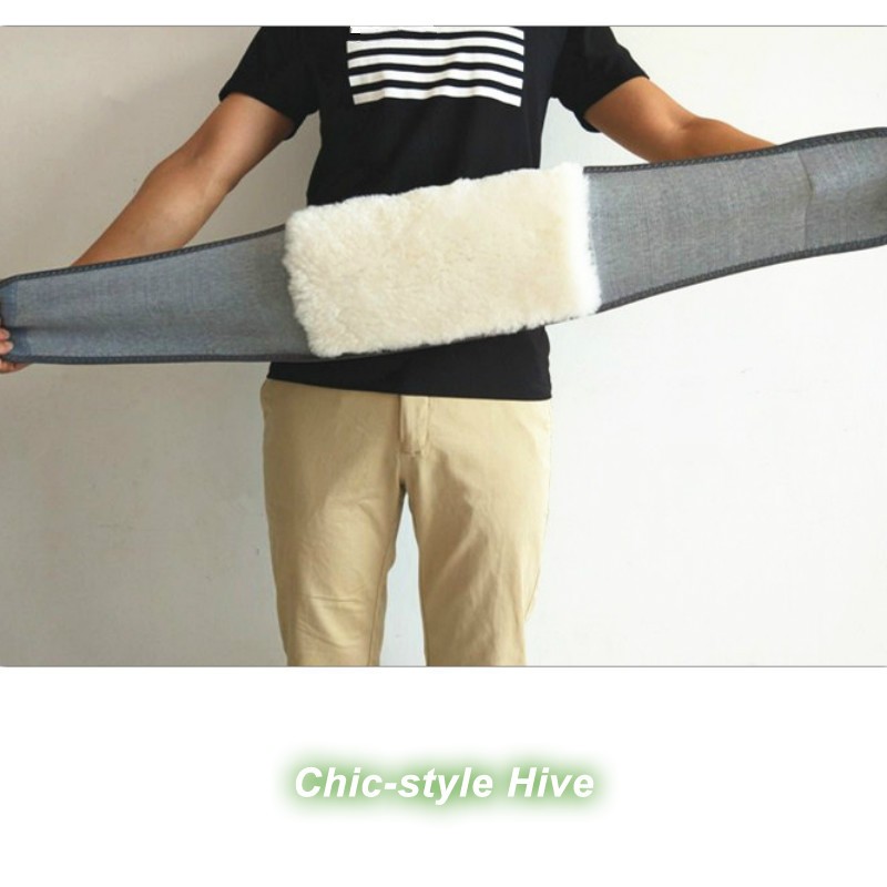 Sheepskin Wool Waist Warmer Support Protector Belt Brace Waistband Winter Soft
