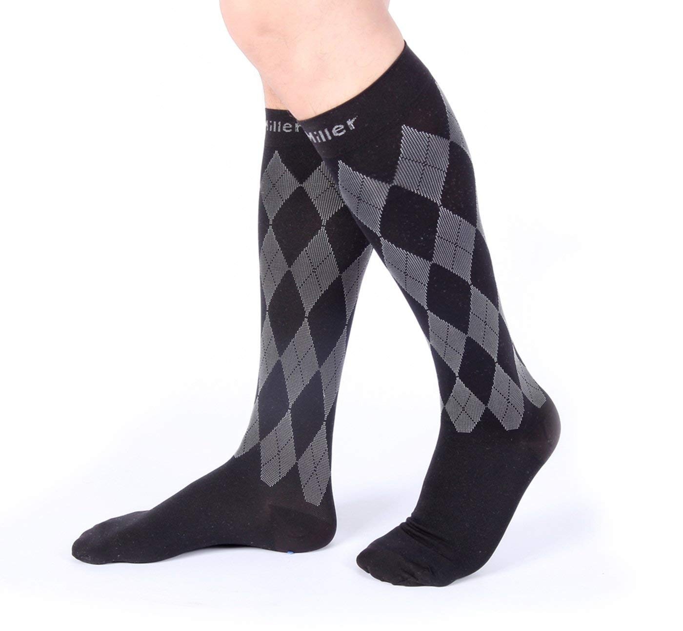 Premium Compression Socks 1 Pair 20-30mmHg Support Stockings Black/Gray L