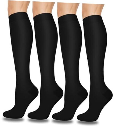 Compression Socks for Women & Men 4 Pairs, Best Support Large-X-Large Black