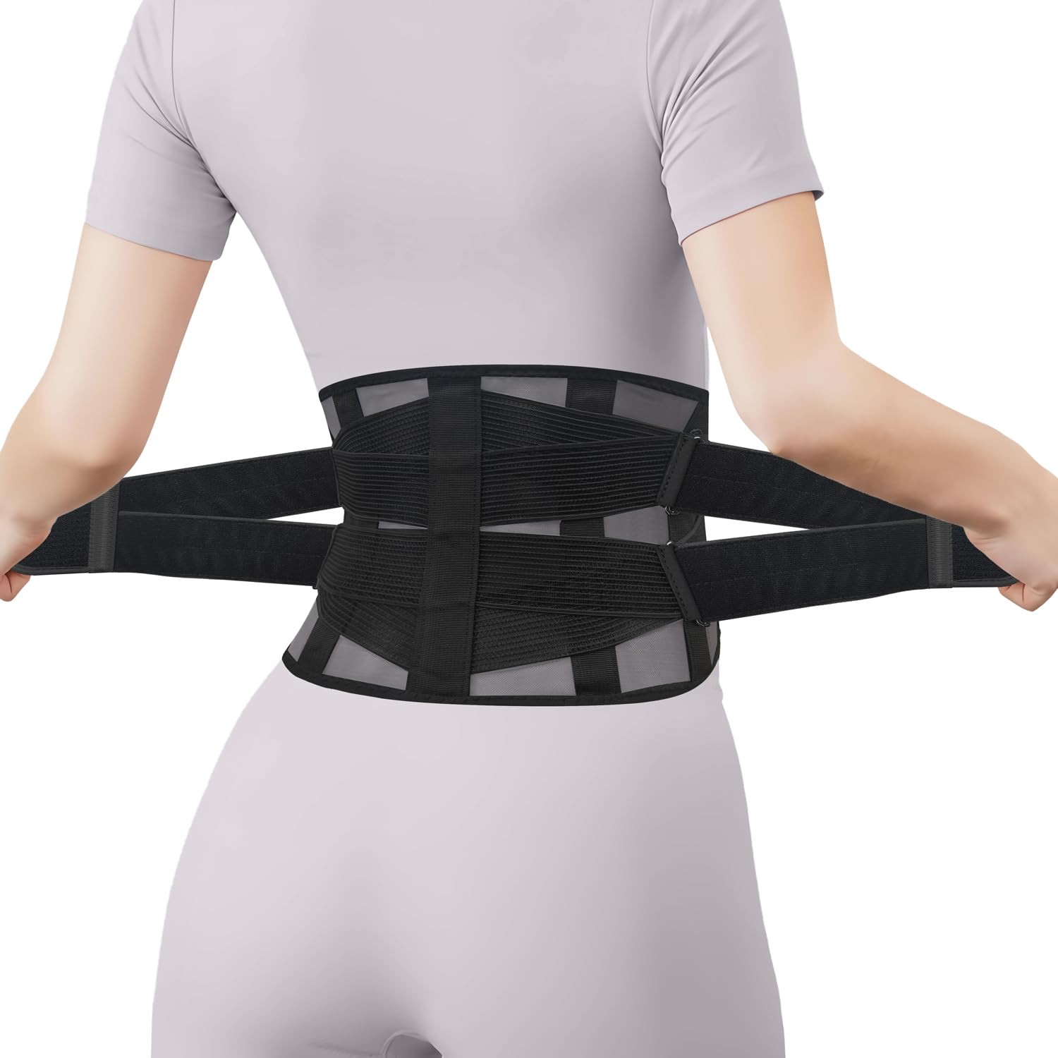 TitanGuard Ultra Thin Lumbar Support Brace for Women & Men – S/M, Black