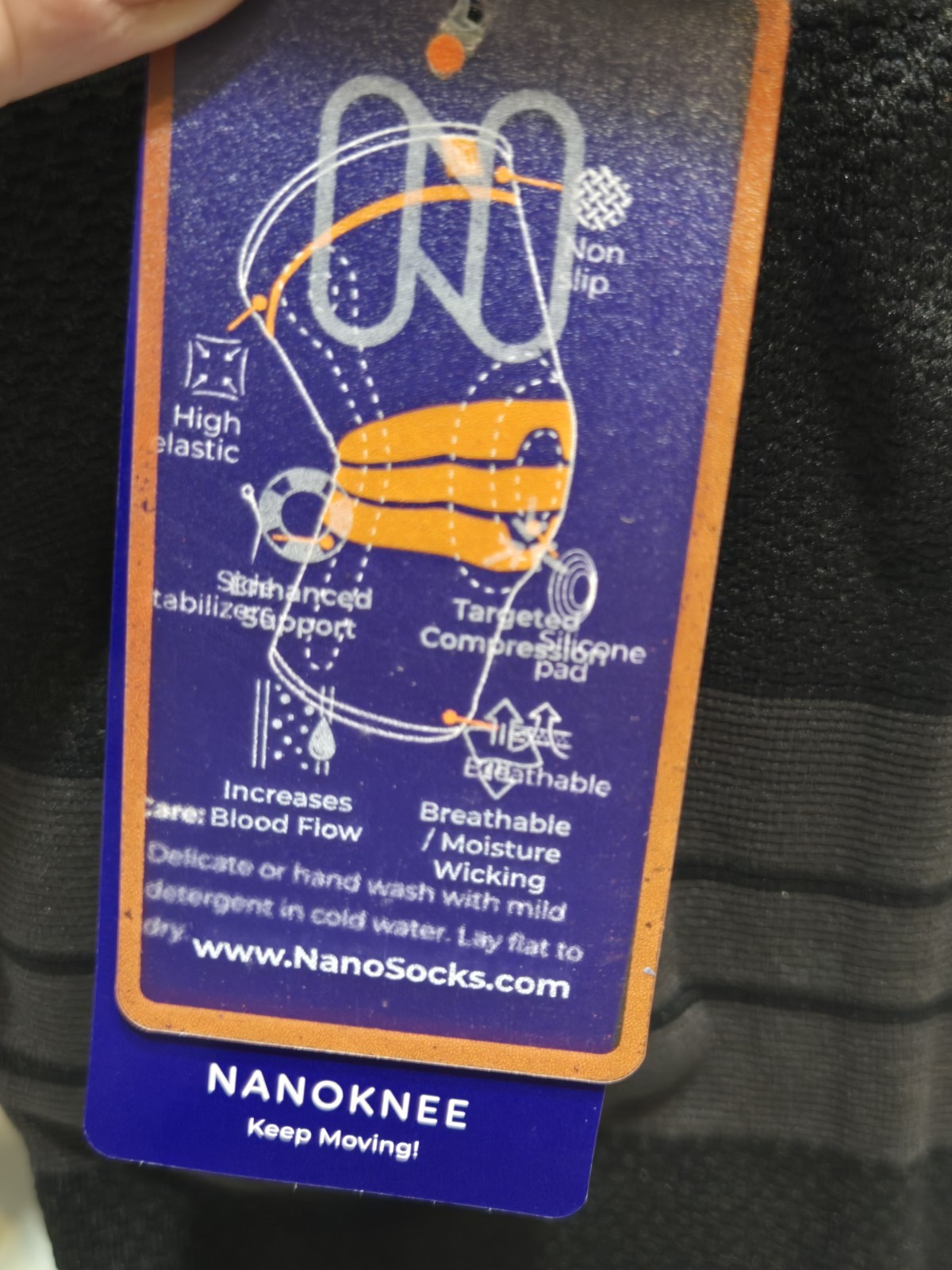 Nano Knee Brace Nanosocks Black Compression Sleeve Stretch NWT
