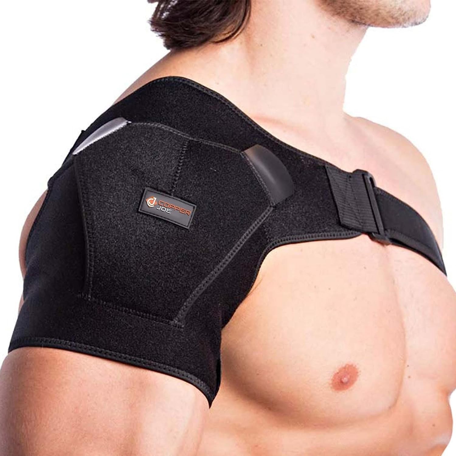 Copper Joe Compression Shoulder Brace for Women & 1 Count (Pack of 1), Black