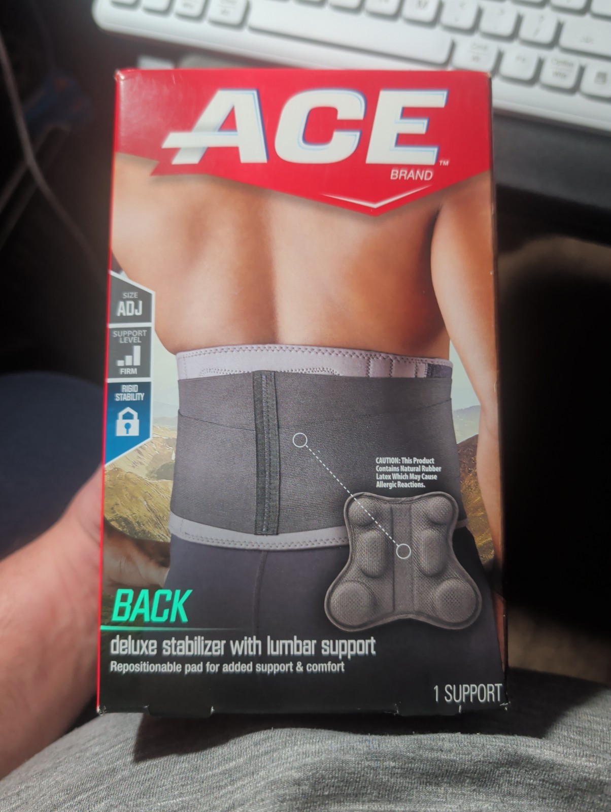 Ace Deluxe Back Stabilizer With Pad, Gray