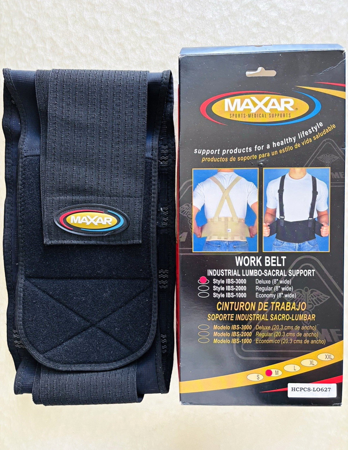 MAXAR Work Lumbar Support Belt Black M Adjustable Elastic IBS-2000