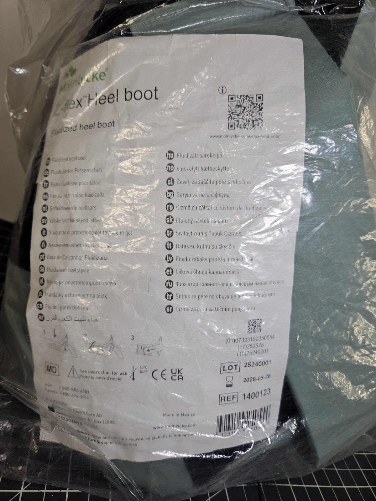 NEW Molnlycke Z-Flex Fluidized Heel Boot #1400123 Factory Sealed Exp 2028